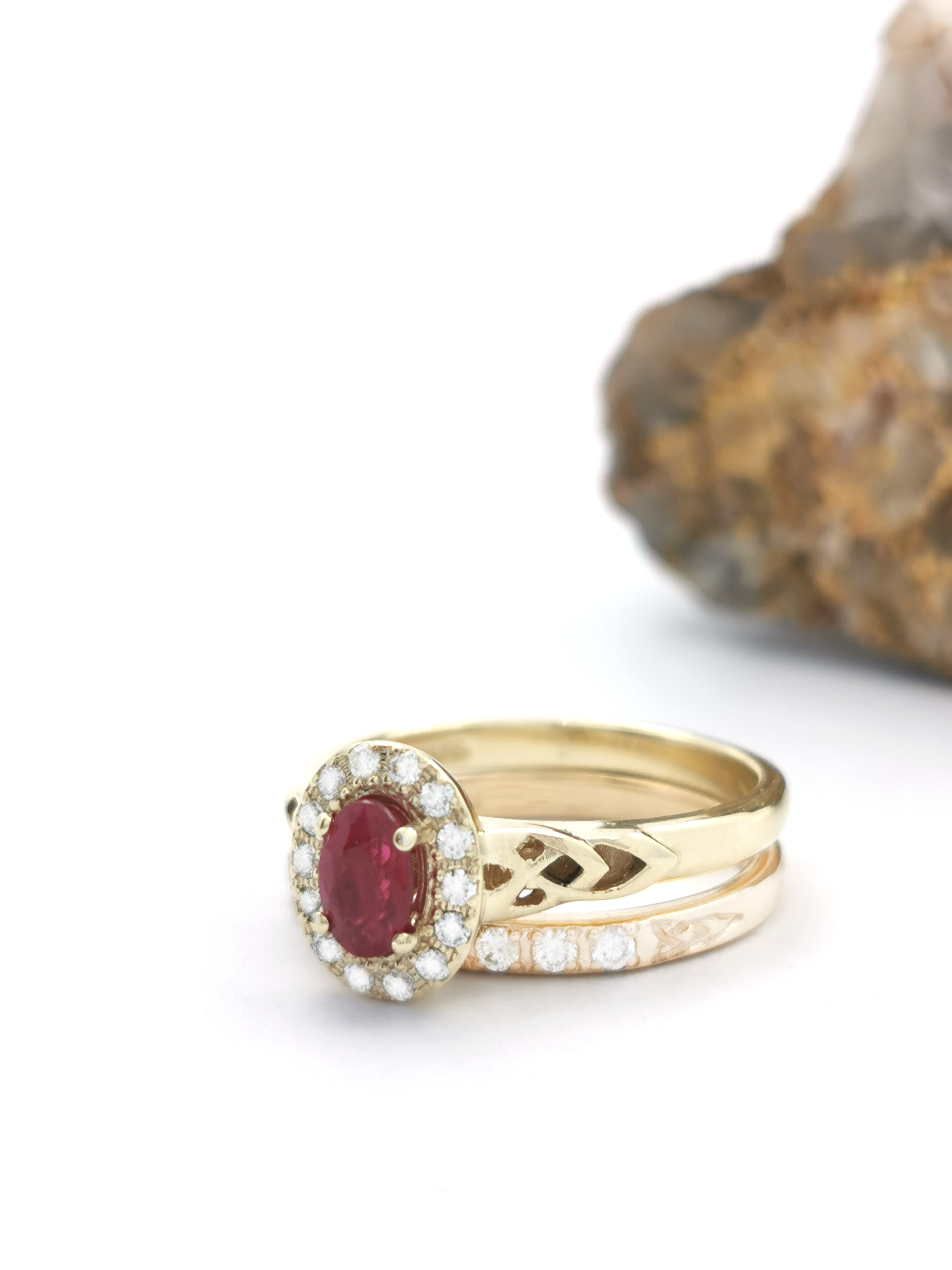 Womens Polished Yellow Gold Trinity Knot 0.50ct Natural Ruby Engagement Ring