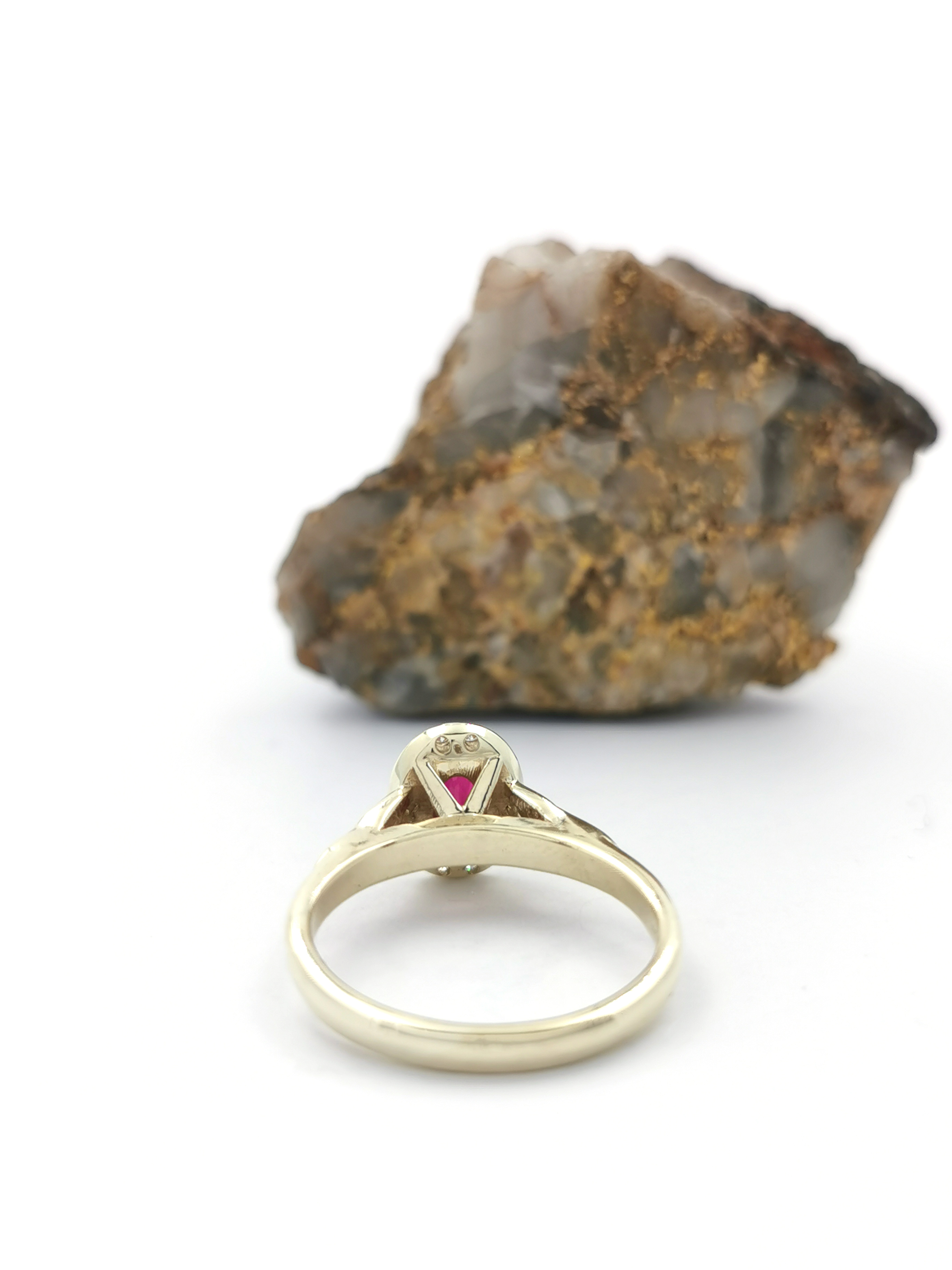 Gorgeous Yellow Gold Trinity Knot Engagement Ring With a Polished Finish For Women. Picture Of The Back.