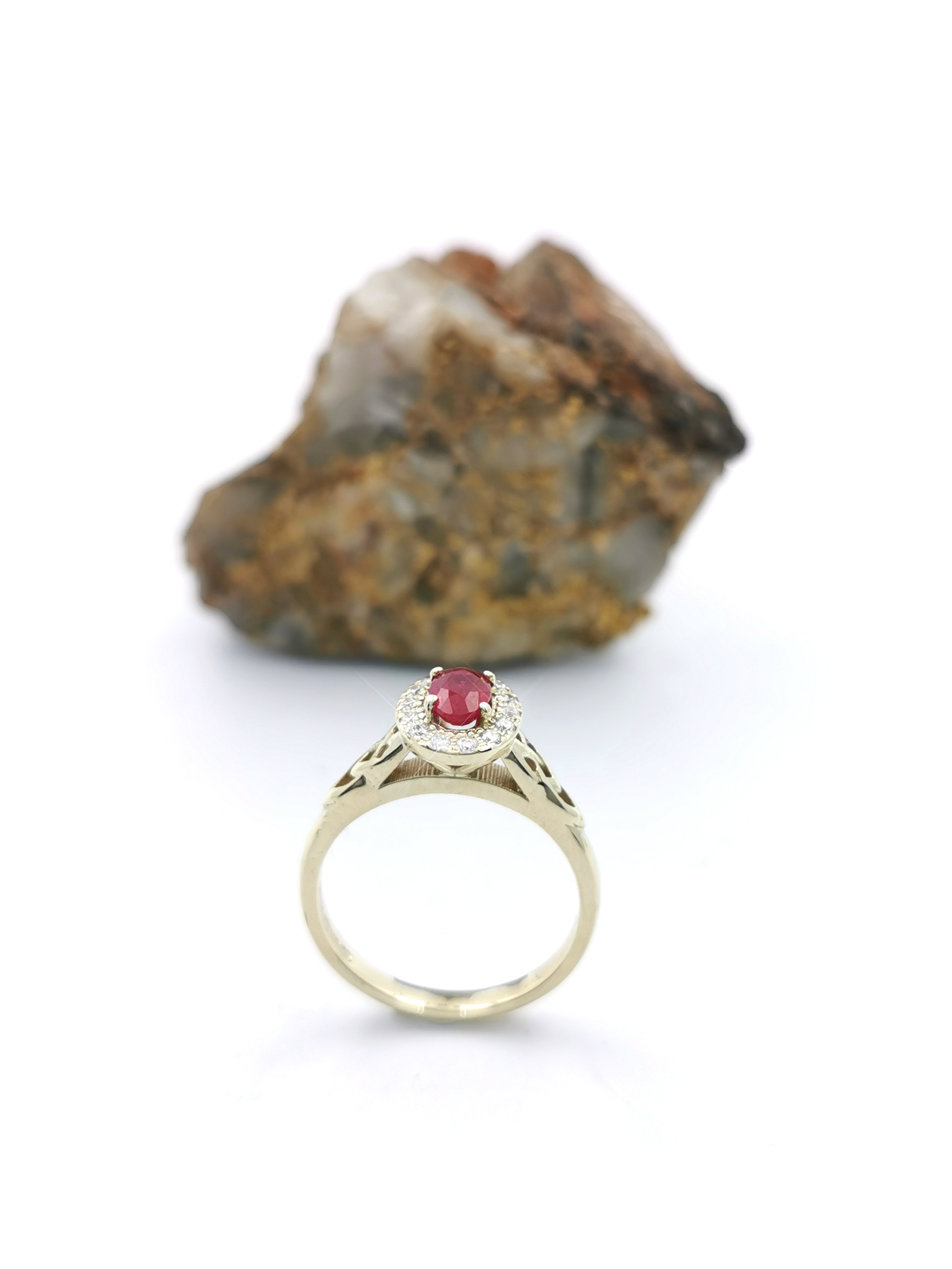 Gorgeous 18K Yellow Gold Trinity Knot & Celtic Knot 0.50ct Natural Ruby Engagement Ring For Women With a Polished Finish