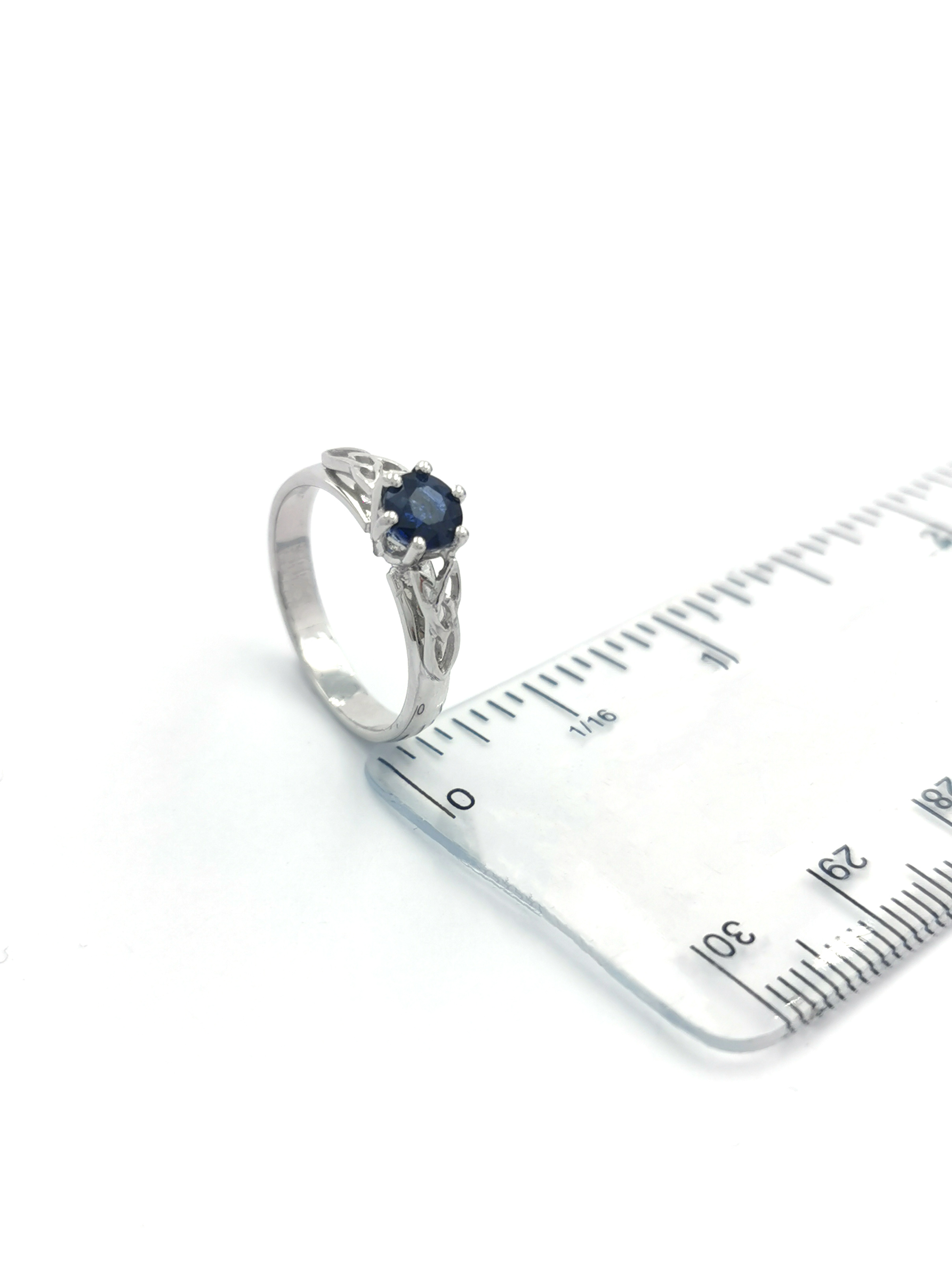 Womens Trinity Knot Engagement Ring in White Gold. Picture For Scale.
