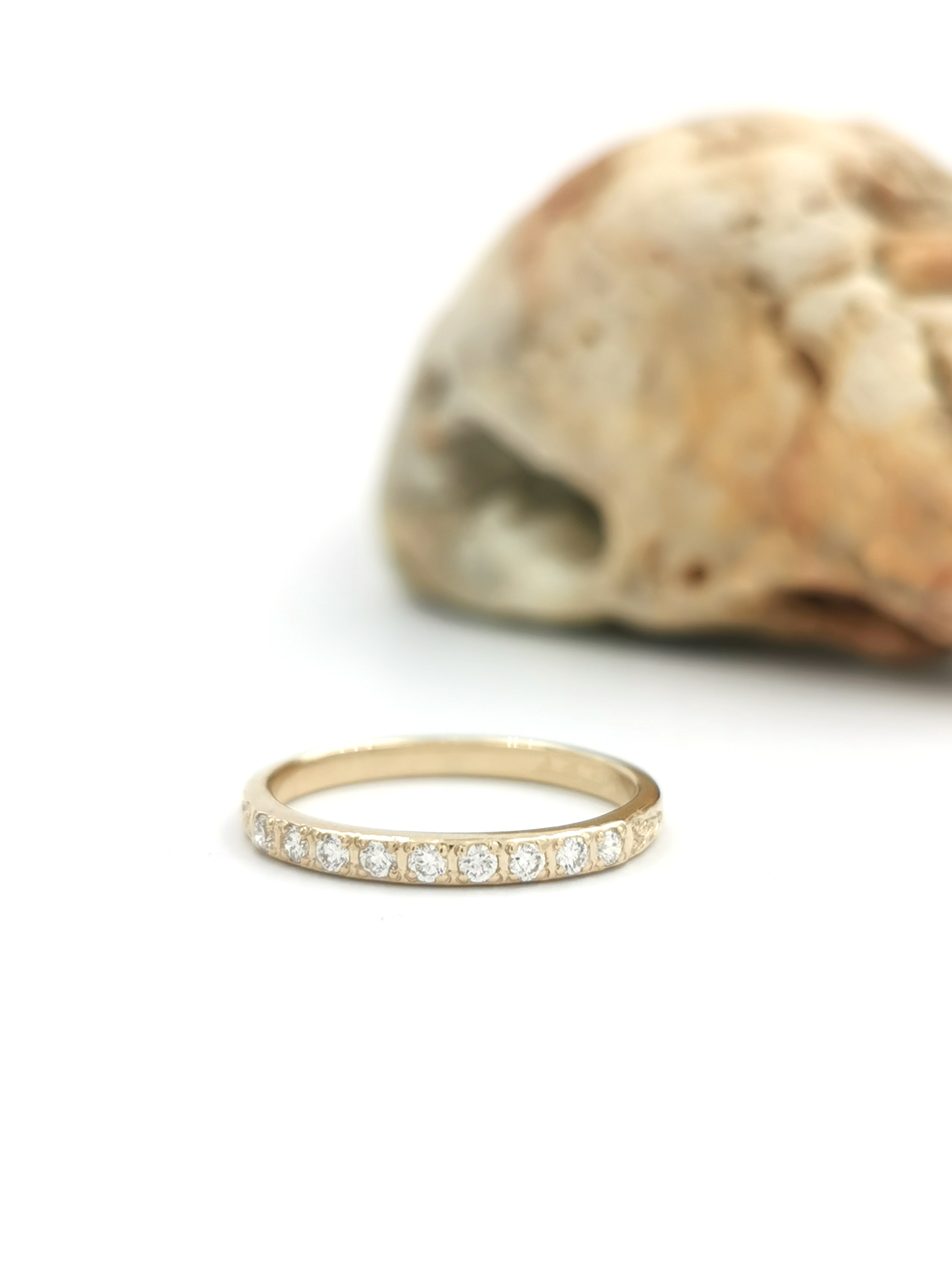 14 K Yellow Gold Diamond Oval Cluster Trinity Knot band front