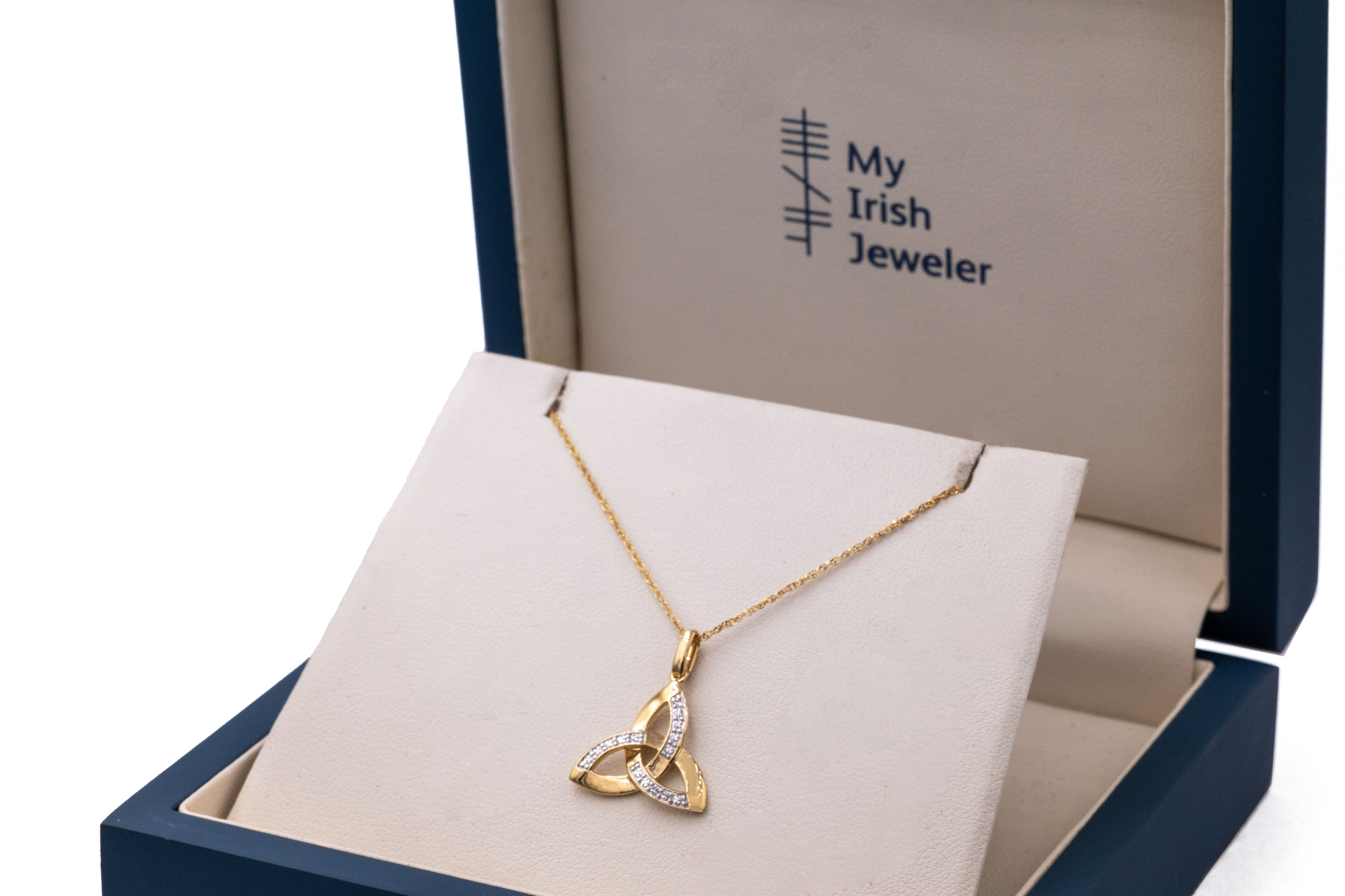 Womens Celtic Knot Necklace in Yellow Gold. In Luxury Packaging.
