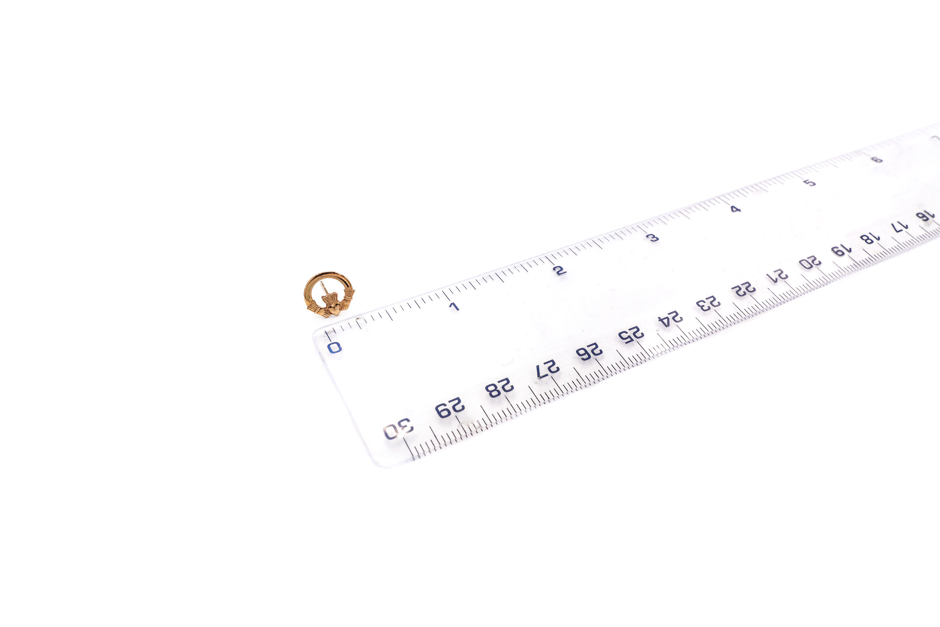 Womens Small Yellow Gold Claddagh Earrings