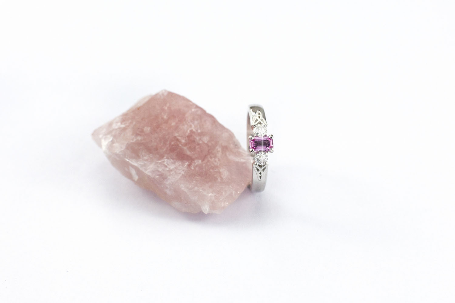 Striking 14K White Gold Trinity Knot Engagement Ring For Women