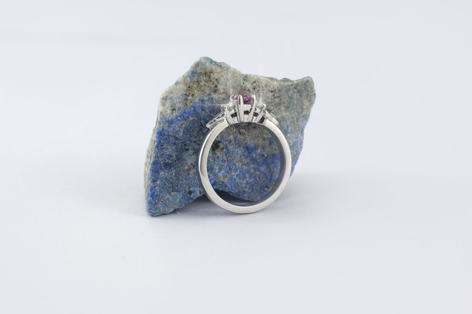 Genuine 14K White Gold Trinity Knot Engagement Ring For Women. Side View.