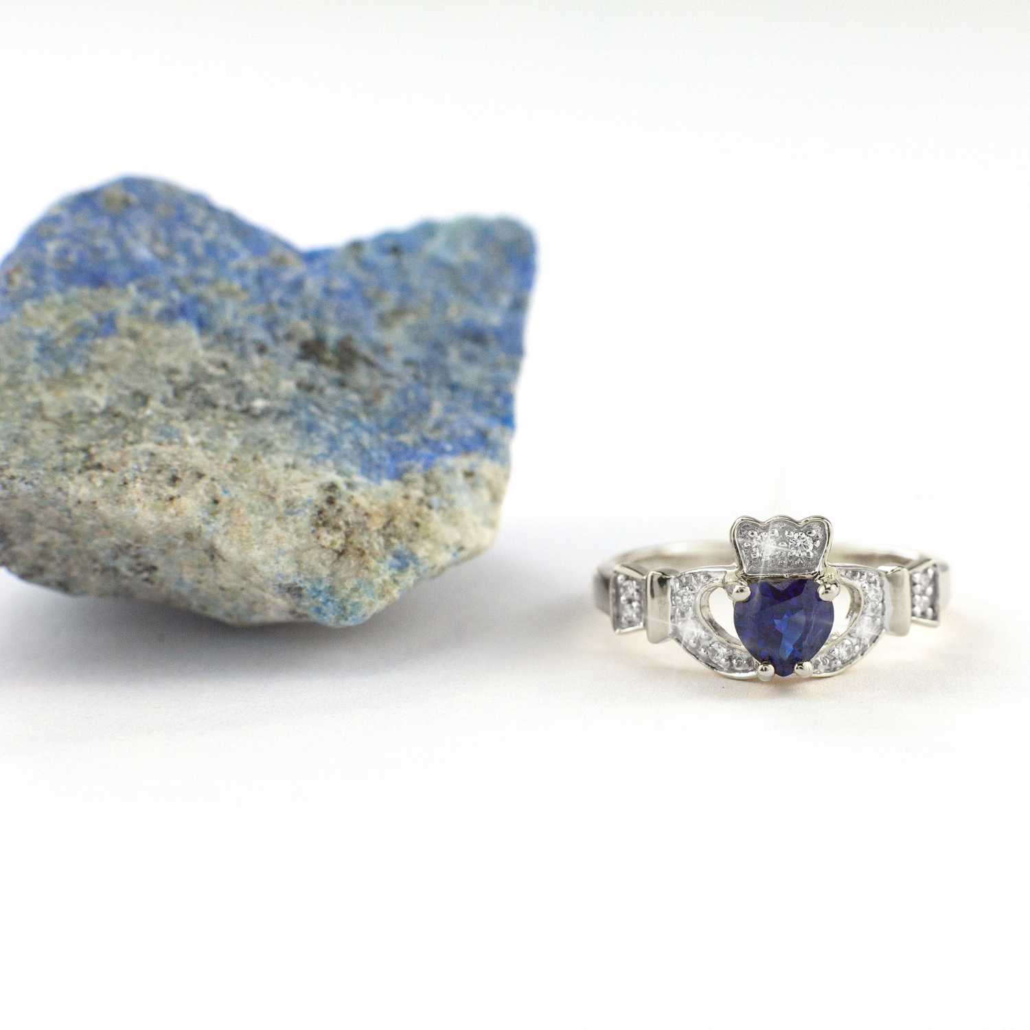 14K White Gold Sapphire Claddagh Engagement Ring,… My Irish Jeweler