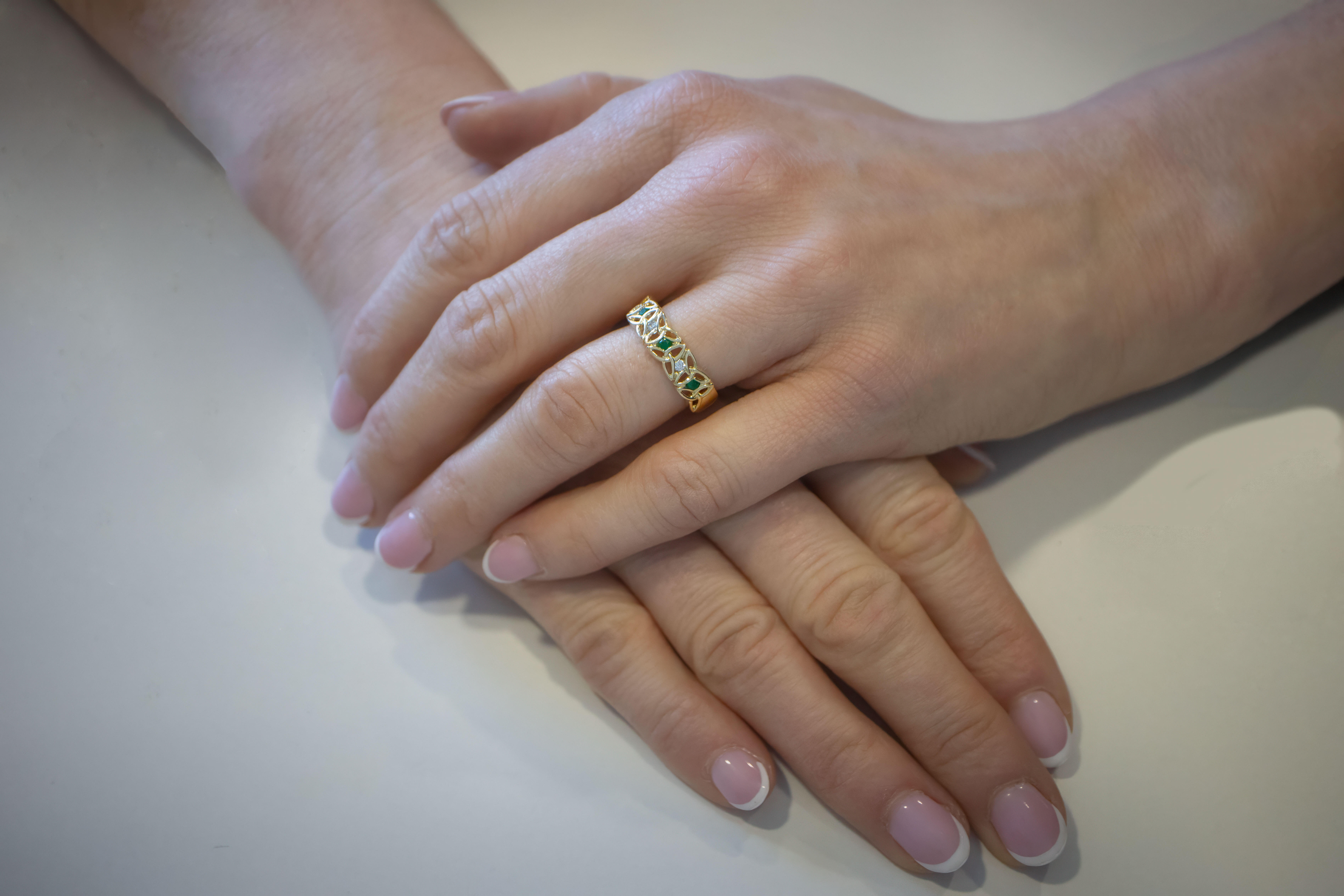 Womens Irish Polished Sterling Silver Birthstone & Claddagh Gift Set - Model Photo