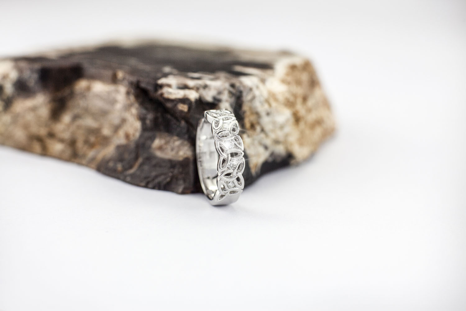 Real 14K White Gold Trinity Knot Ring For Women