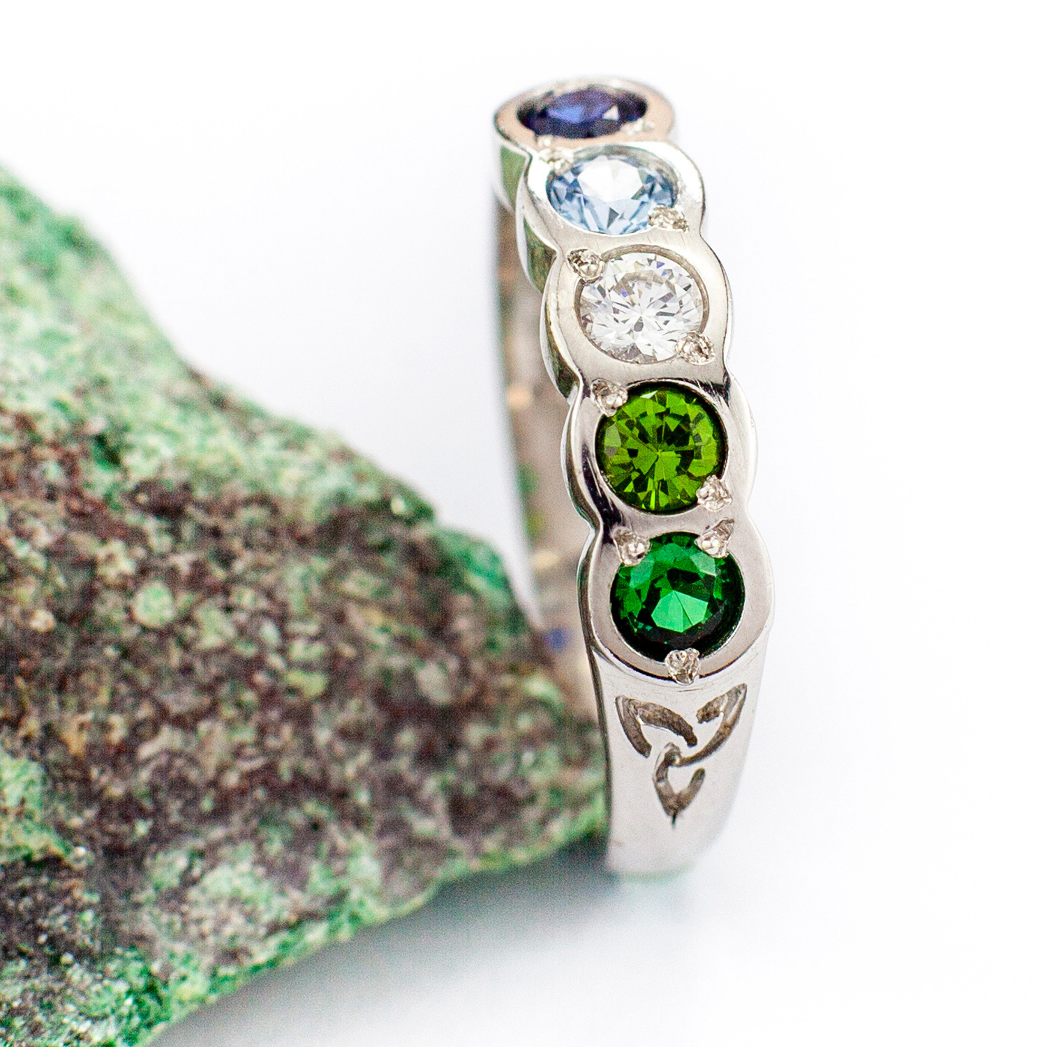 Womens Celtic Knot & Trinity Knot Ring in Real White Gold