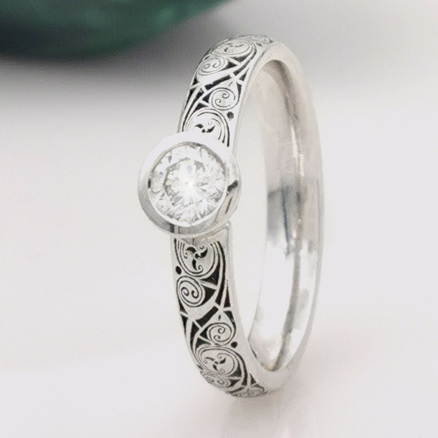 Book of Kells Diamond Bezel Set Ring