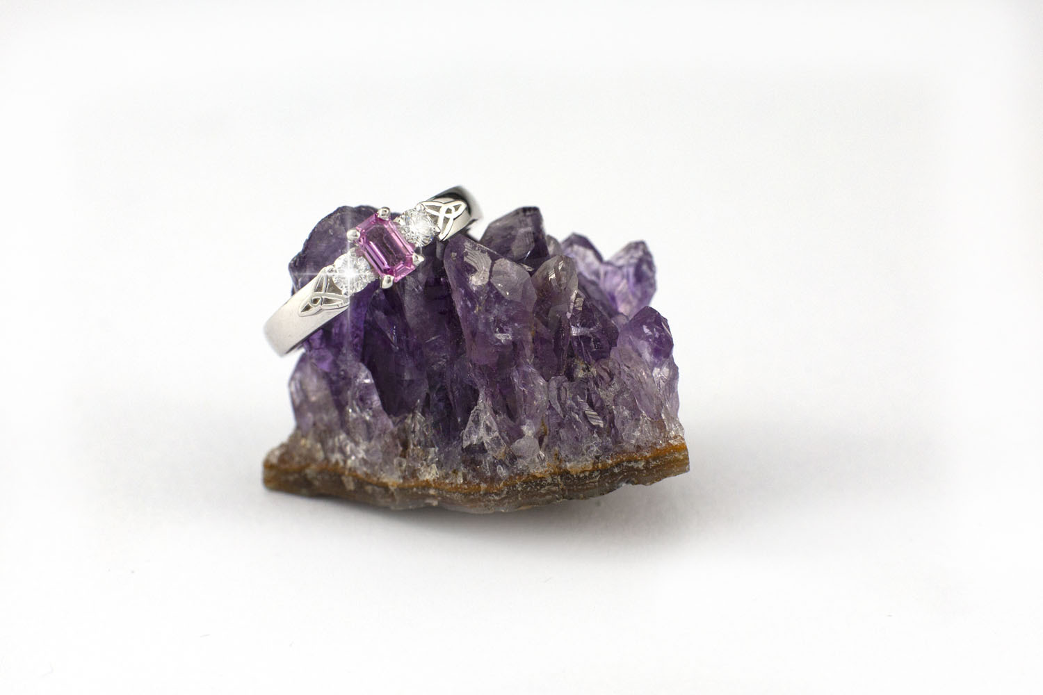 Womens Trinity Knot Engagement Ring in 14K White Gold