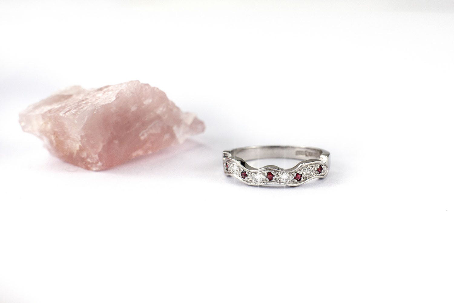 14k White Gold Fitted Ruby Diamond Ring