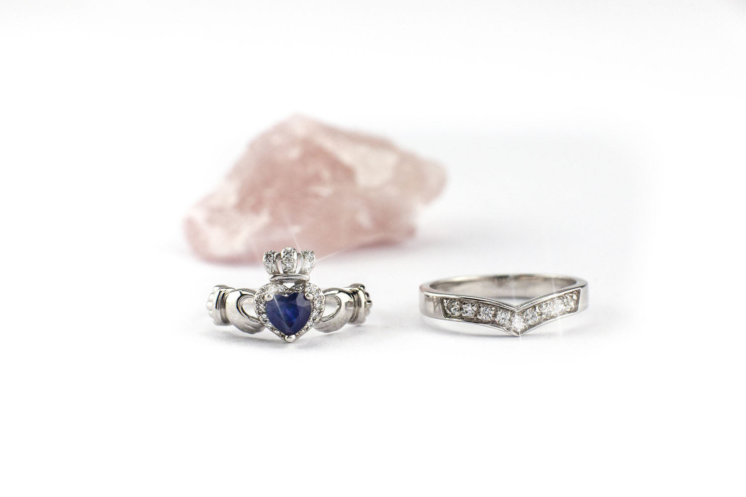 Gorgeous White Gold Claddagh 0.50ct Natural Sapphire Engagement Ring With a Polished Finish For Women