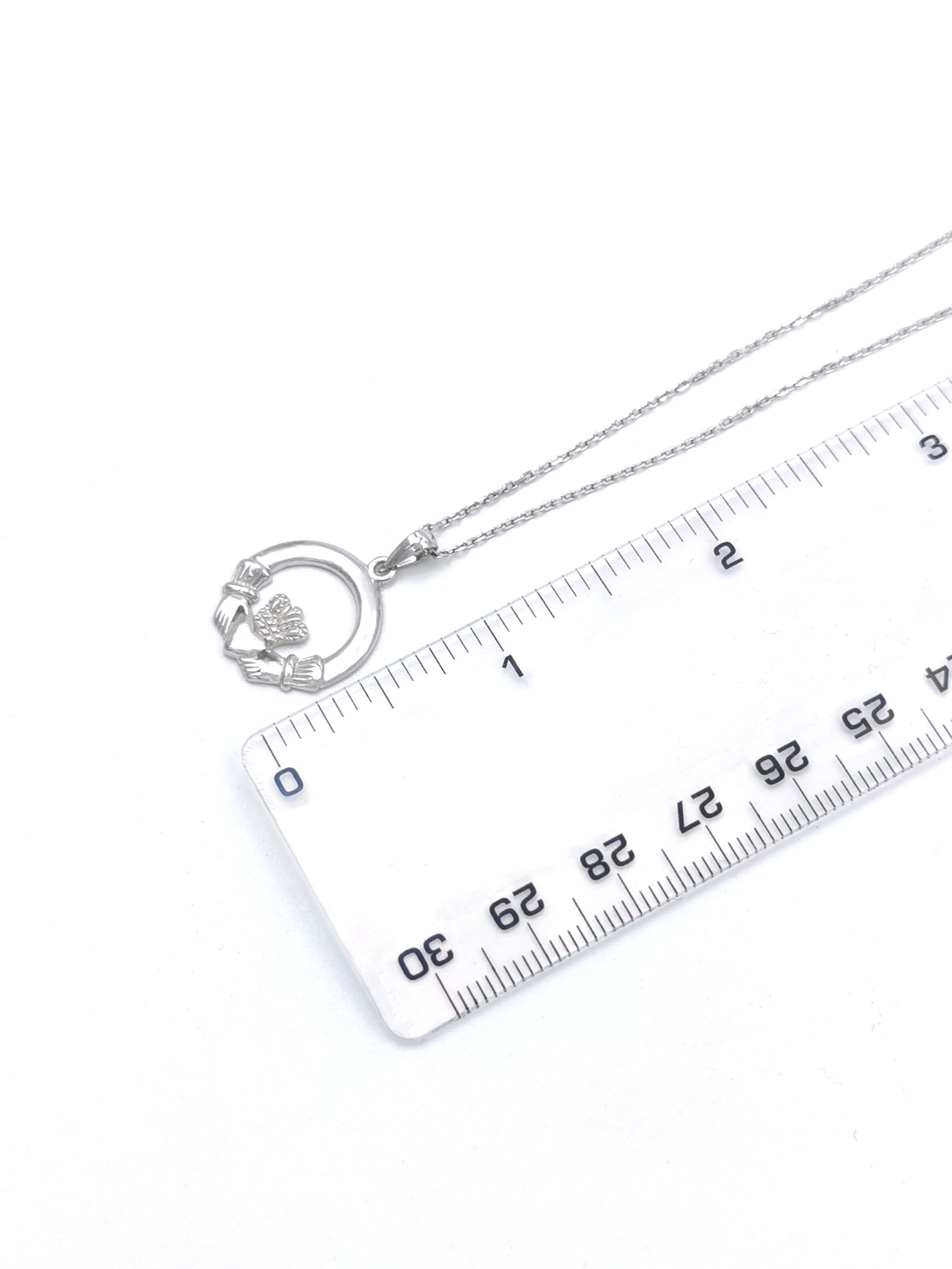 Small Genuine White Gold Claddagh Necklace For Women