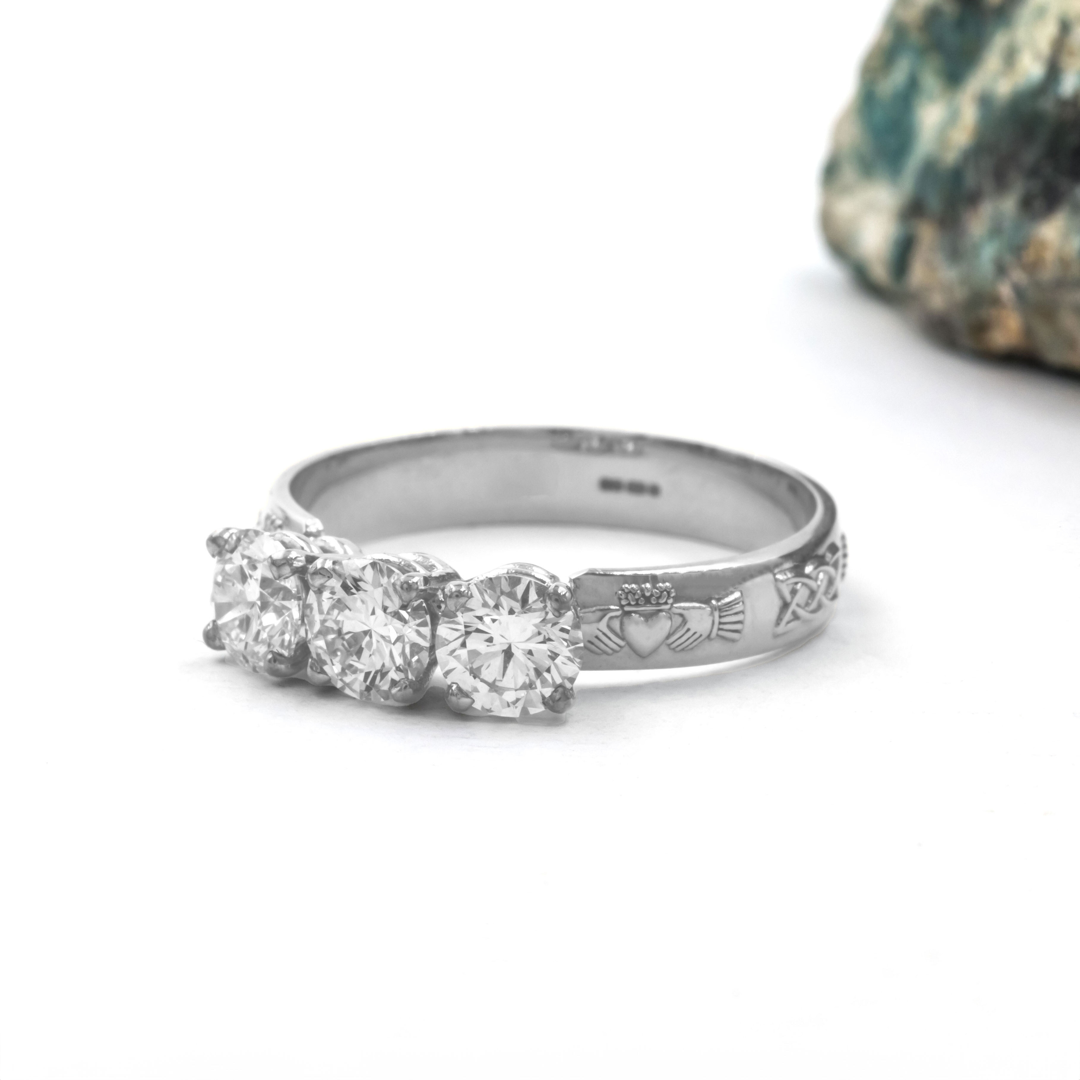 Claddagh Celtic Three Stone Ring