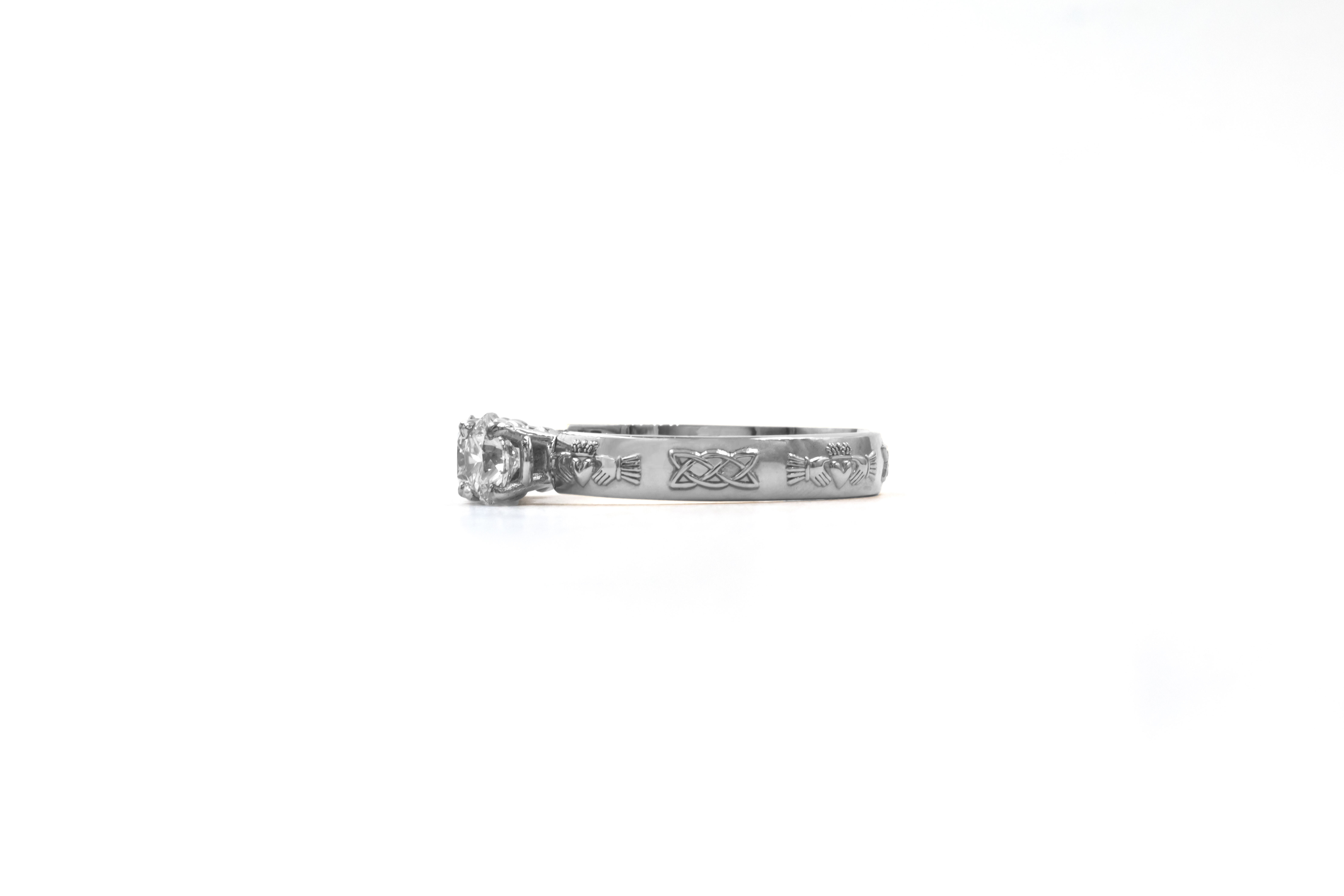 Romantic White Gold Claddagh 4.0mm Ring With a Polished Finish For Women