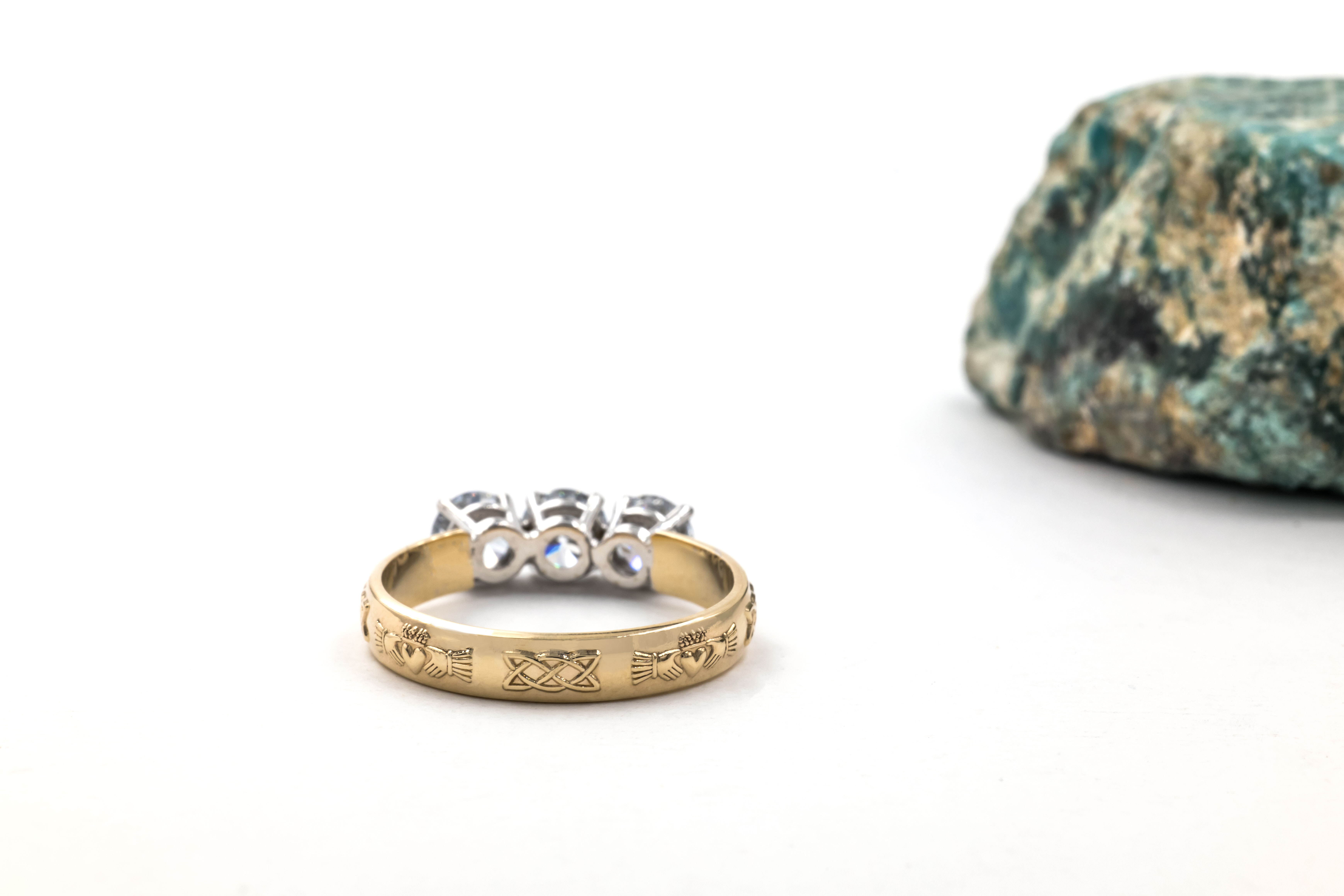 Real 14K Yellow Gold Claddagh Engagement Ring With a Polished Finish For Women
