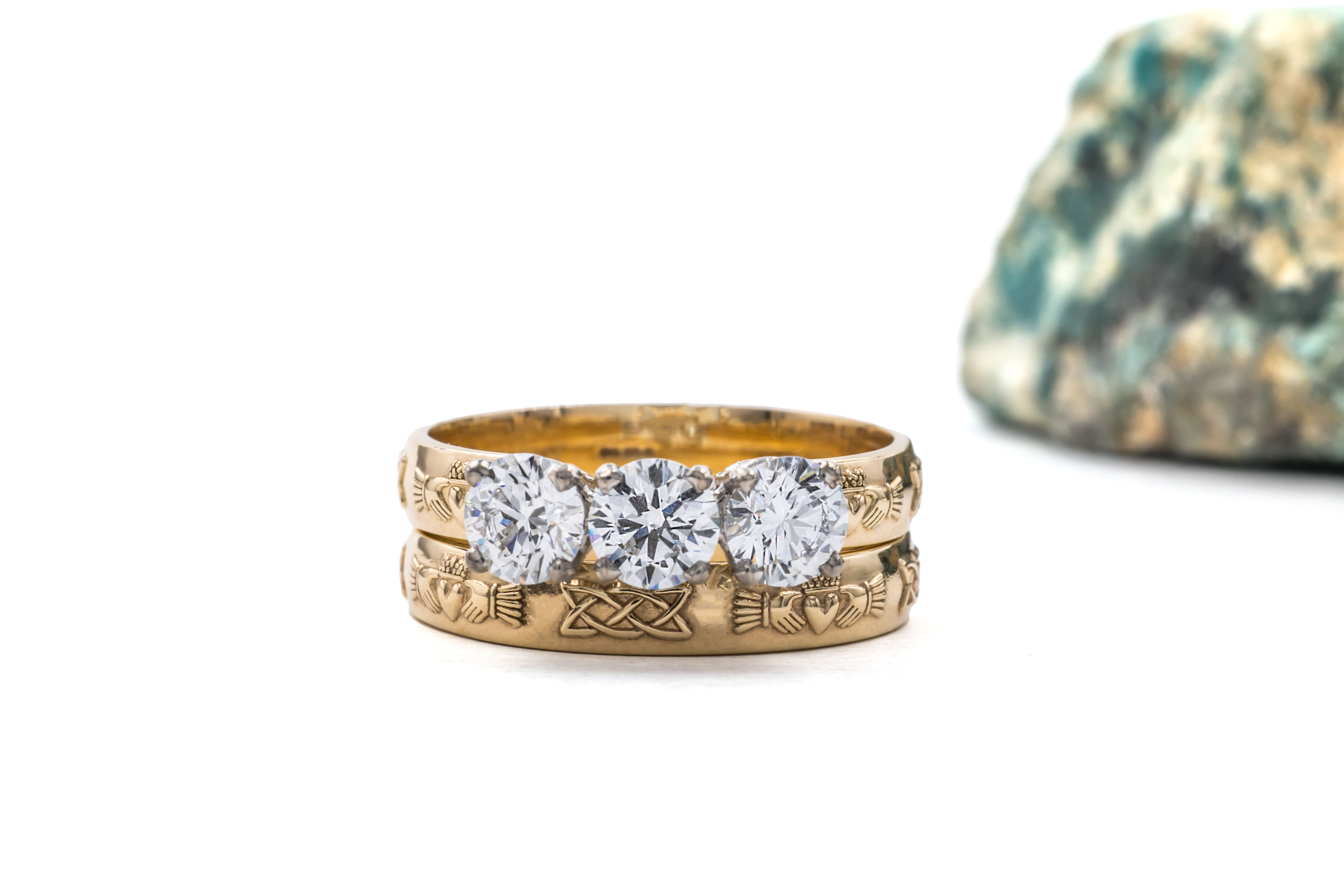 Womens Polished Yellow Gold Claddagh Engagement Ring