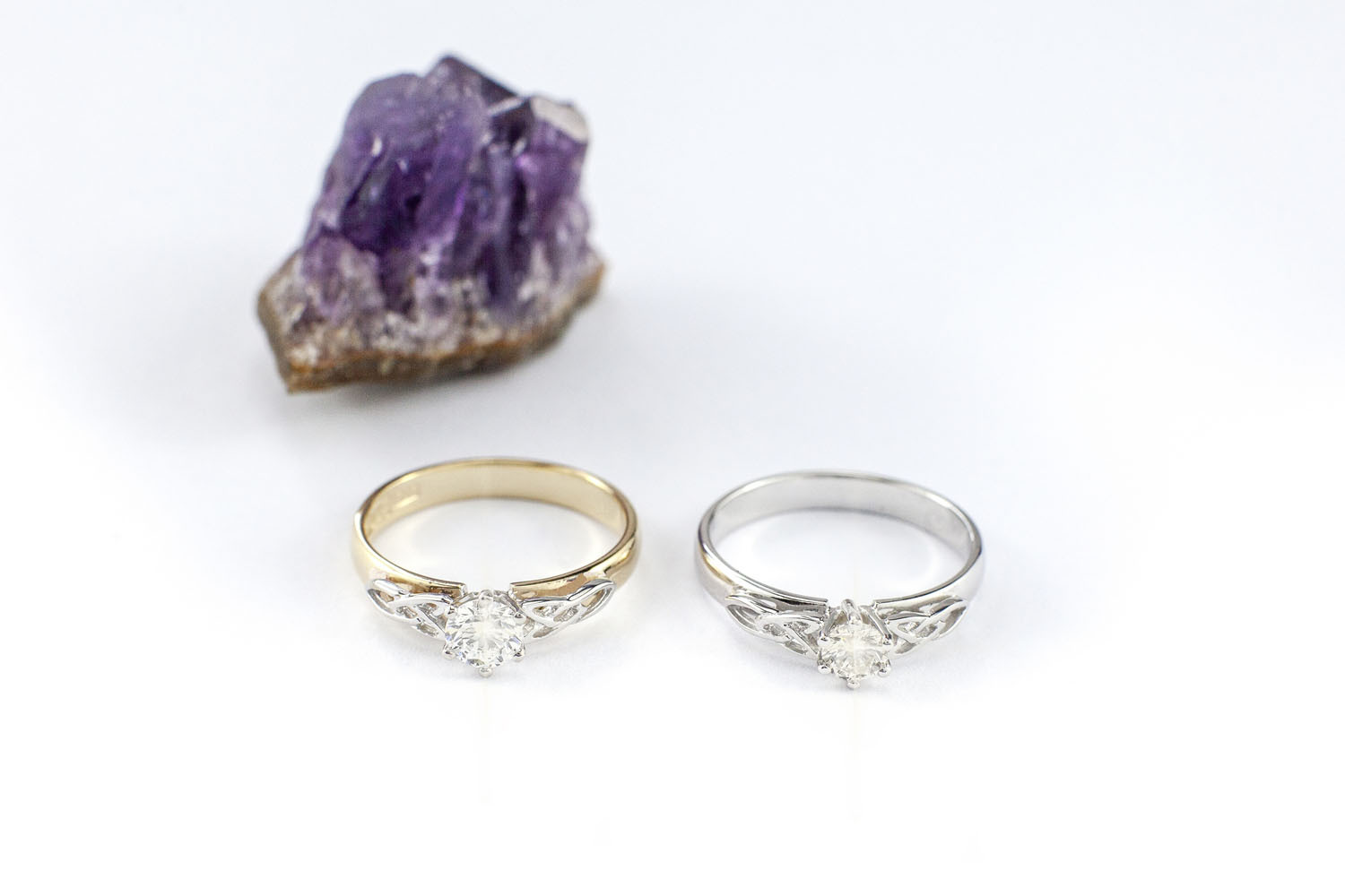 Striking Yellow Gold & White Gold Trinity Knot Engagement Ring For Women With a Polished Finish