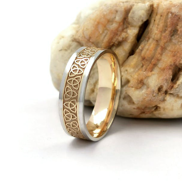 TwoTone Trinity Knot Wedding Band, Made in Ireland My Irish Jeweler