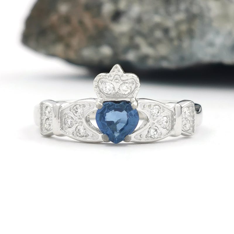 Romantic 14K White Gold Claddagh Engagement Ring For Women