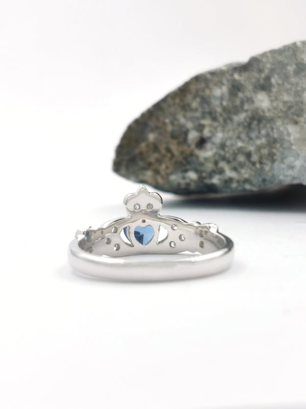 Genuine White Gold Claddagh Engagement Ring For Women. Picture Of The Back.
