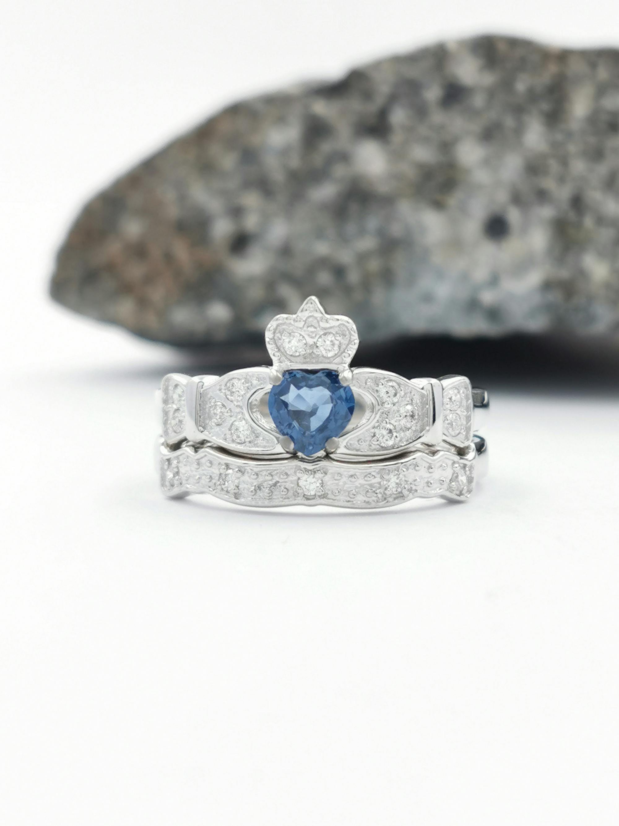 14k White Gold Sapphire Claddagh Optional… My Irish Jeweler