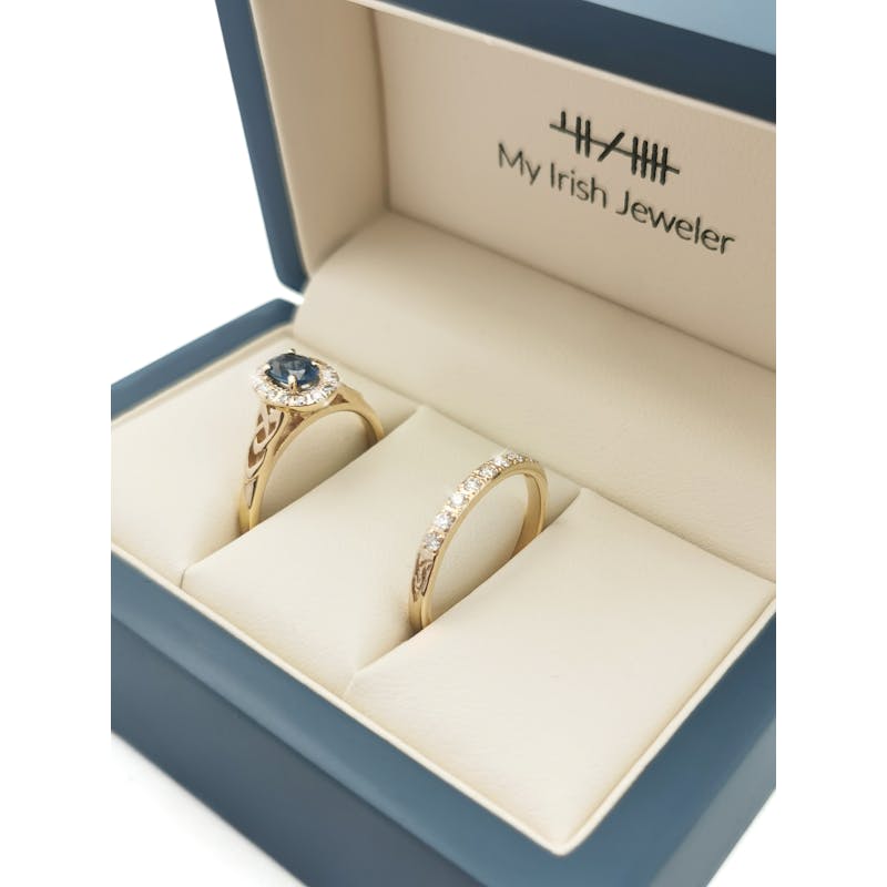 Womens Trinity Knot Engagement Ring in Yellow Gold. In Luxury Packaging.