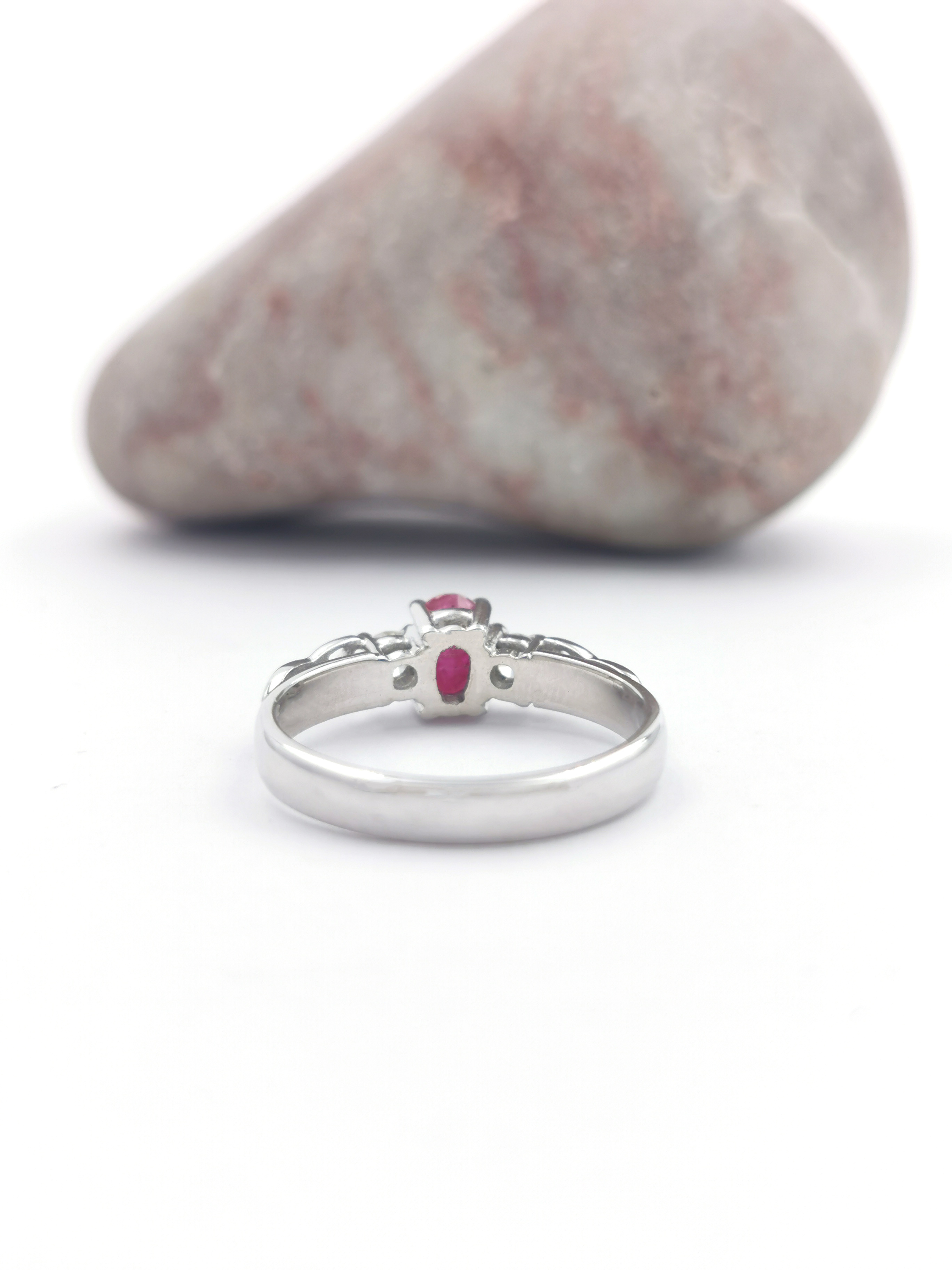 Authentic 14K White Gold Trinity Knot Engagement Ring For Women. Picture Of The Back.