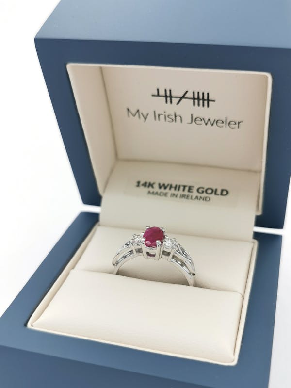 Gorgeous 14K White Gold Trinity Knot Engagement Ring For Women. In Luxury Packaging.
