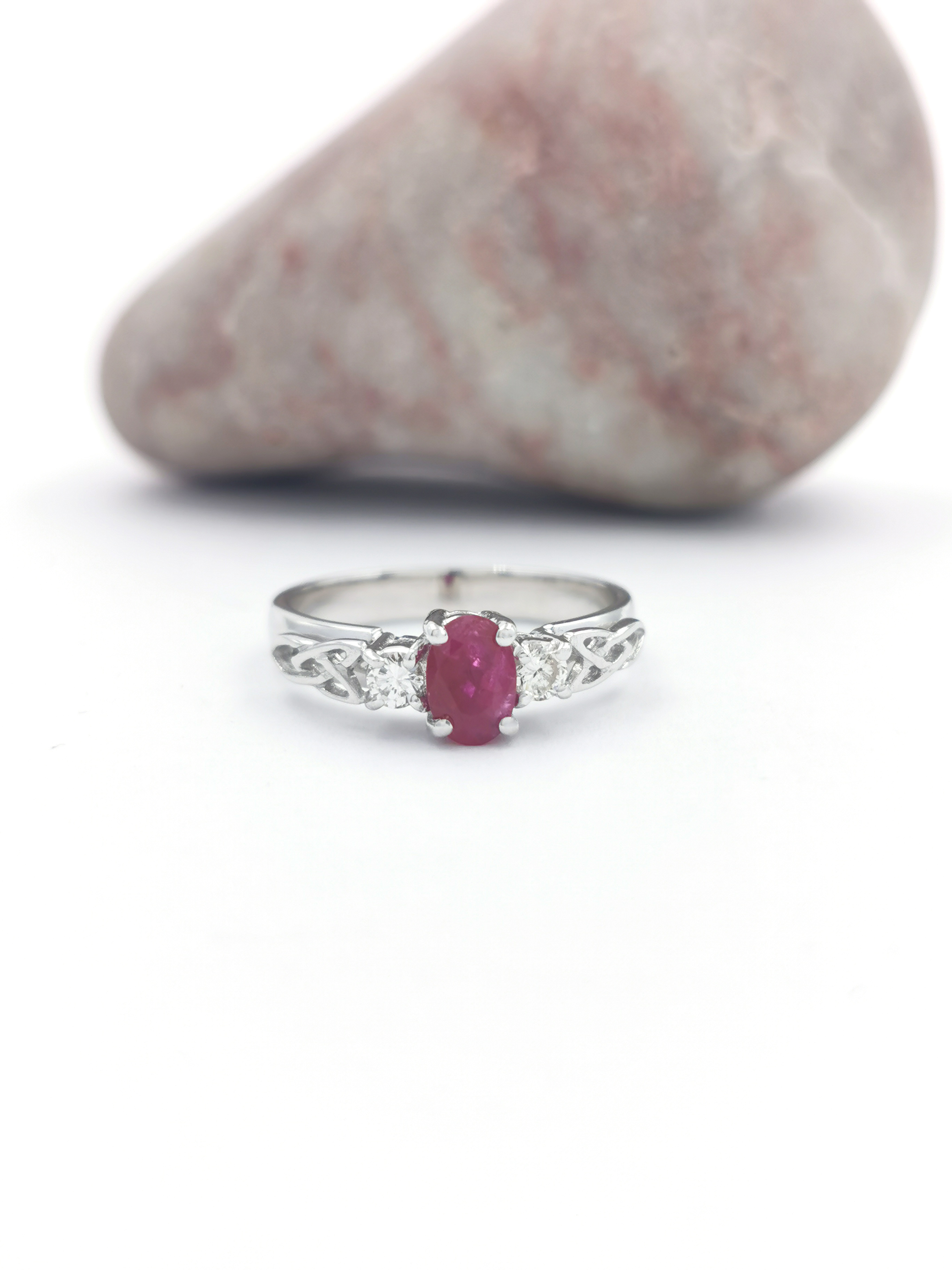 Womens White Gold Trinity Knot Engagement Ring