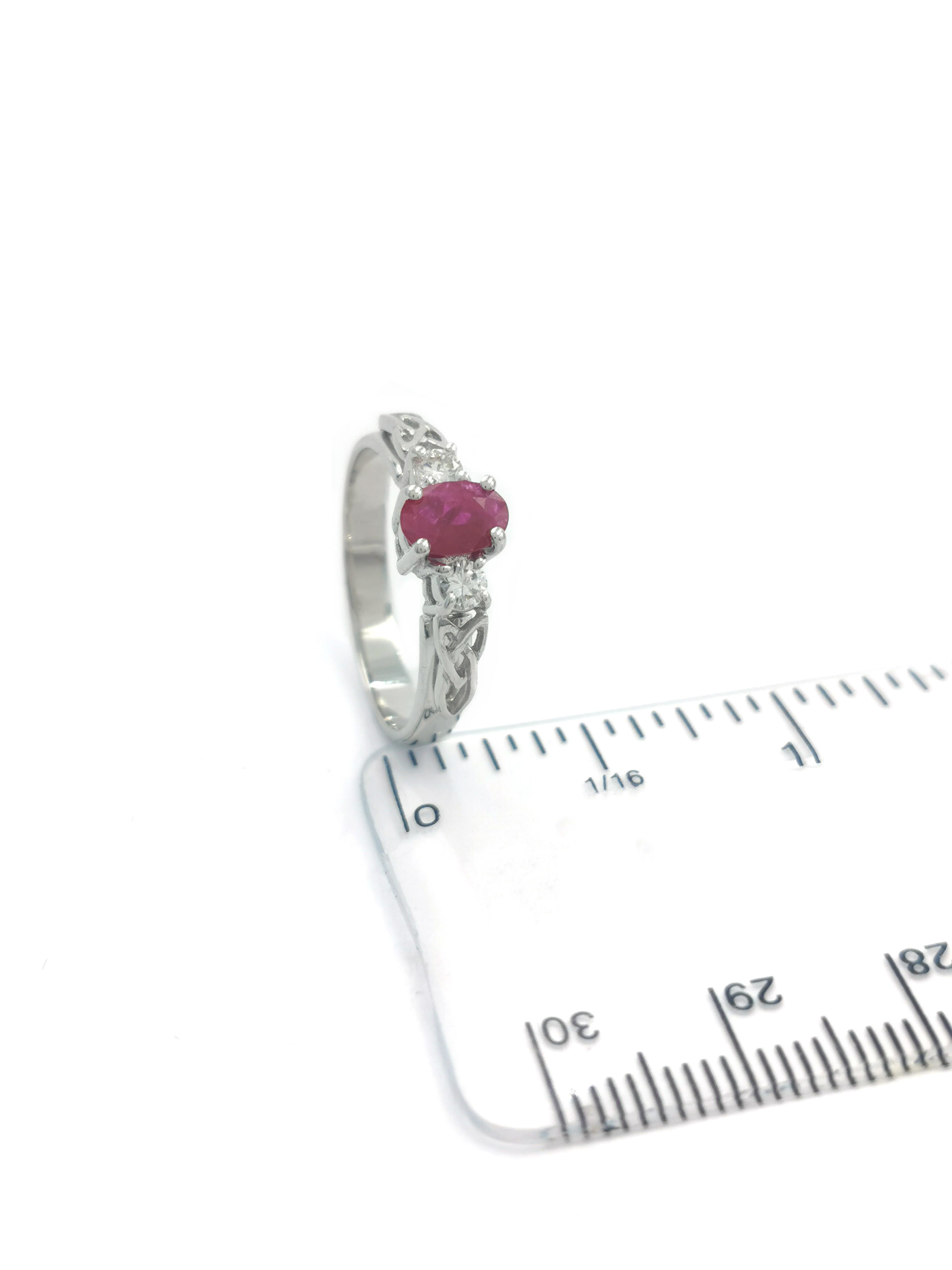 Womens Authentic 14K White Gold Trinity Knot Engagement Ring. Picture For Scale.