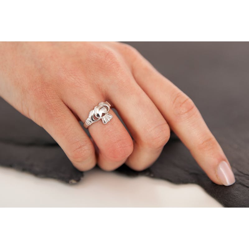 Womens Claddagh Ring in Sterling Silver - Model Photo