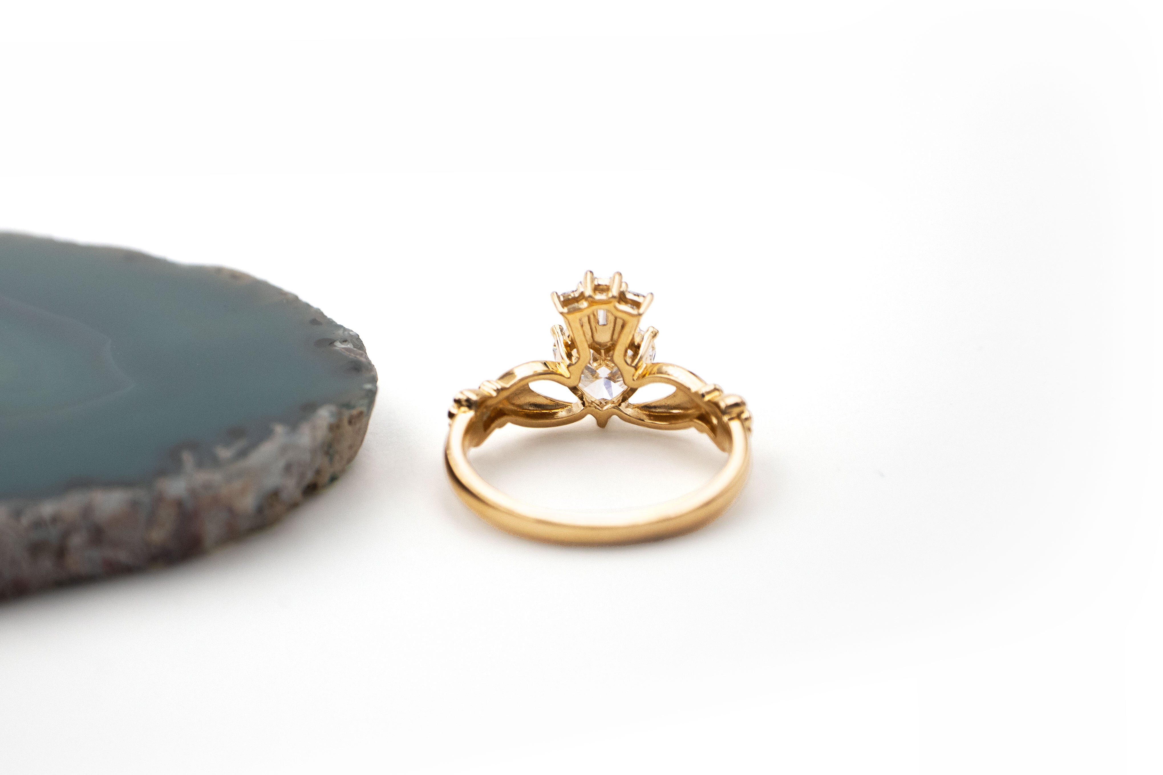 Womens Polished 14K Yellow Gold Claddagh Engagement Ring. Picture Of The Back.