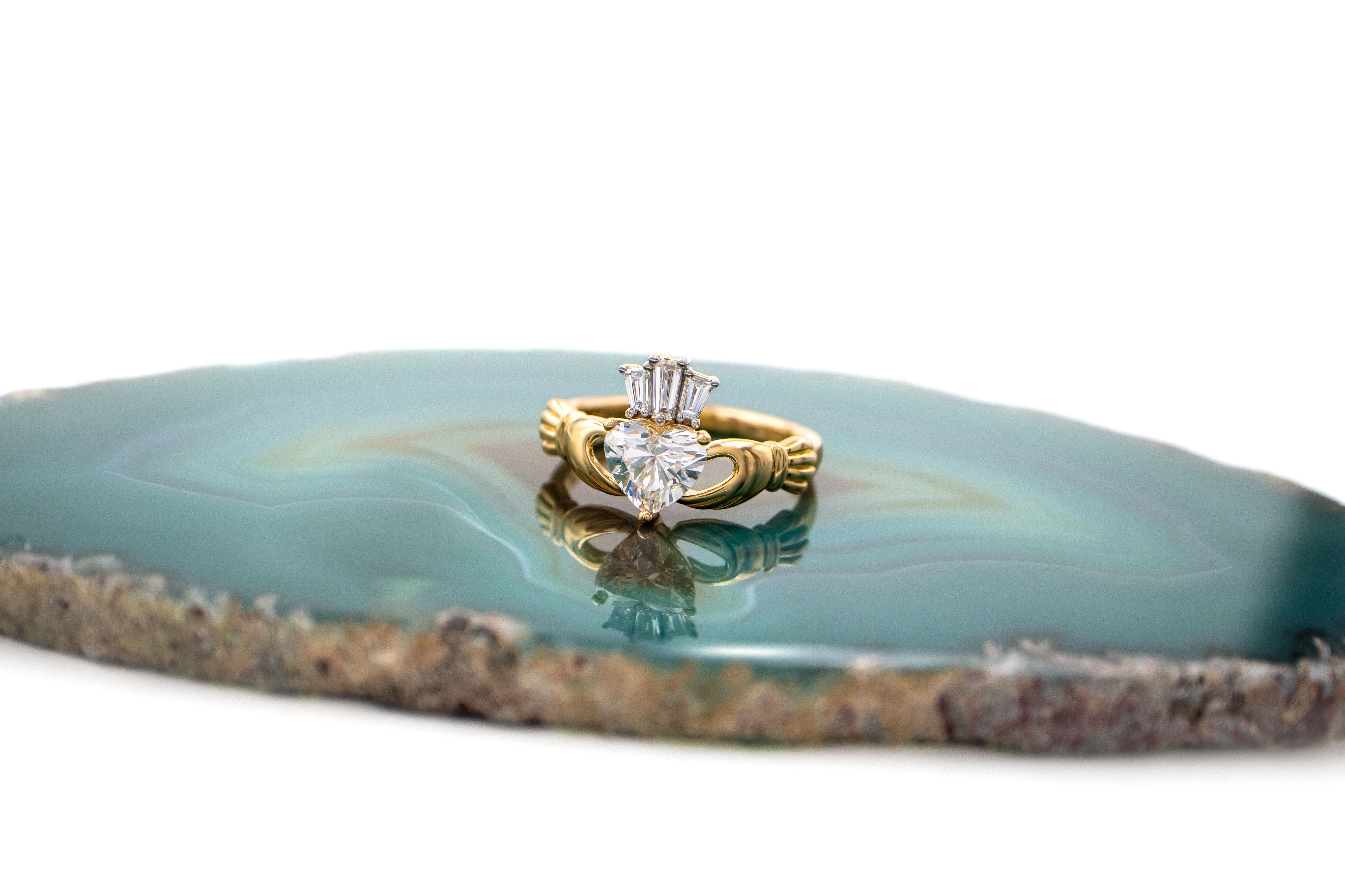 Womens Claddagh Engagement Ring in 14K Yellow Gold With a Polished Finish