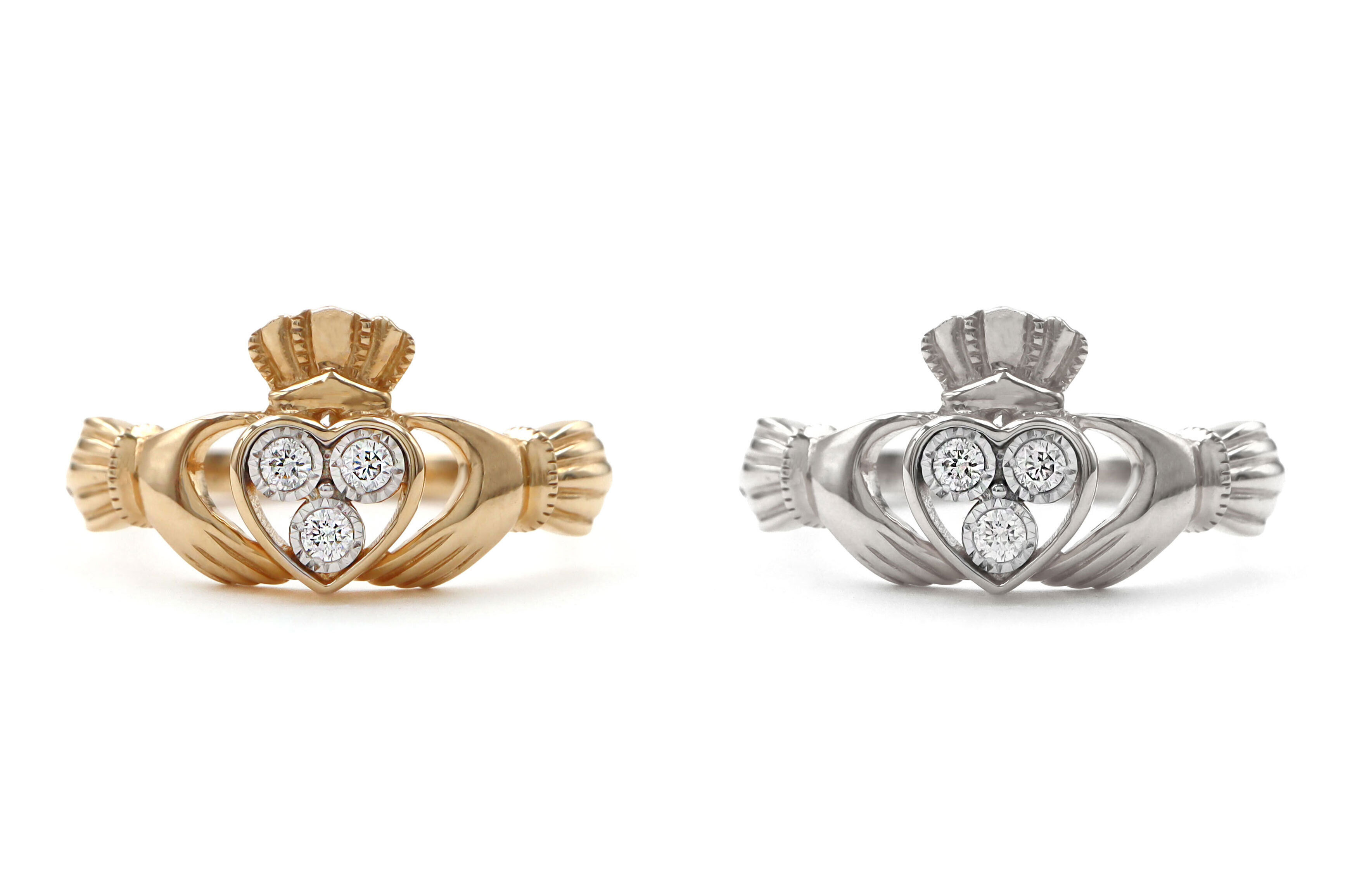 Authentic 14K White Gold Claddagh Ring For Women