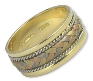 Handmade Three Color Gold Celtic Braid Wedding Ring