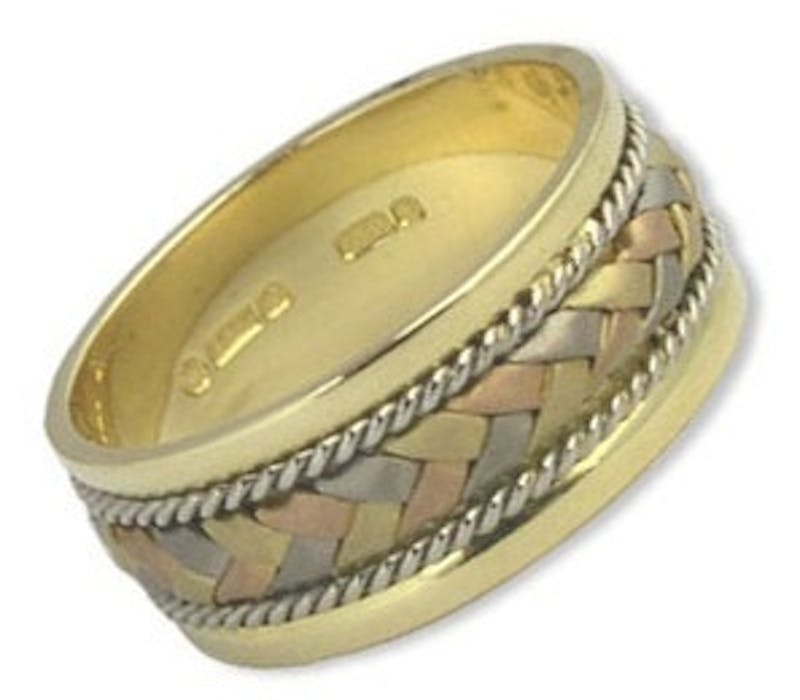 Handmade Three Color Gold Celtic Braid Wedding Ring