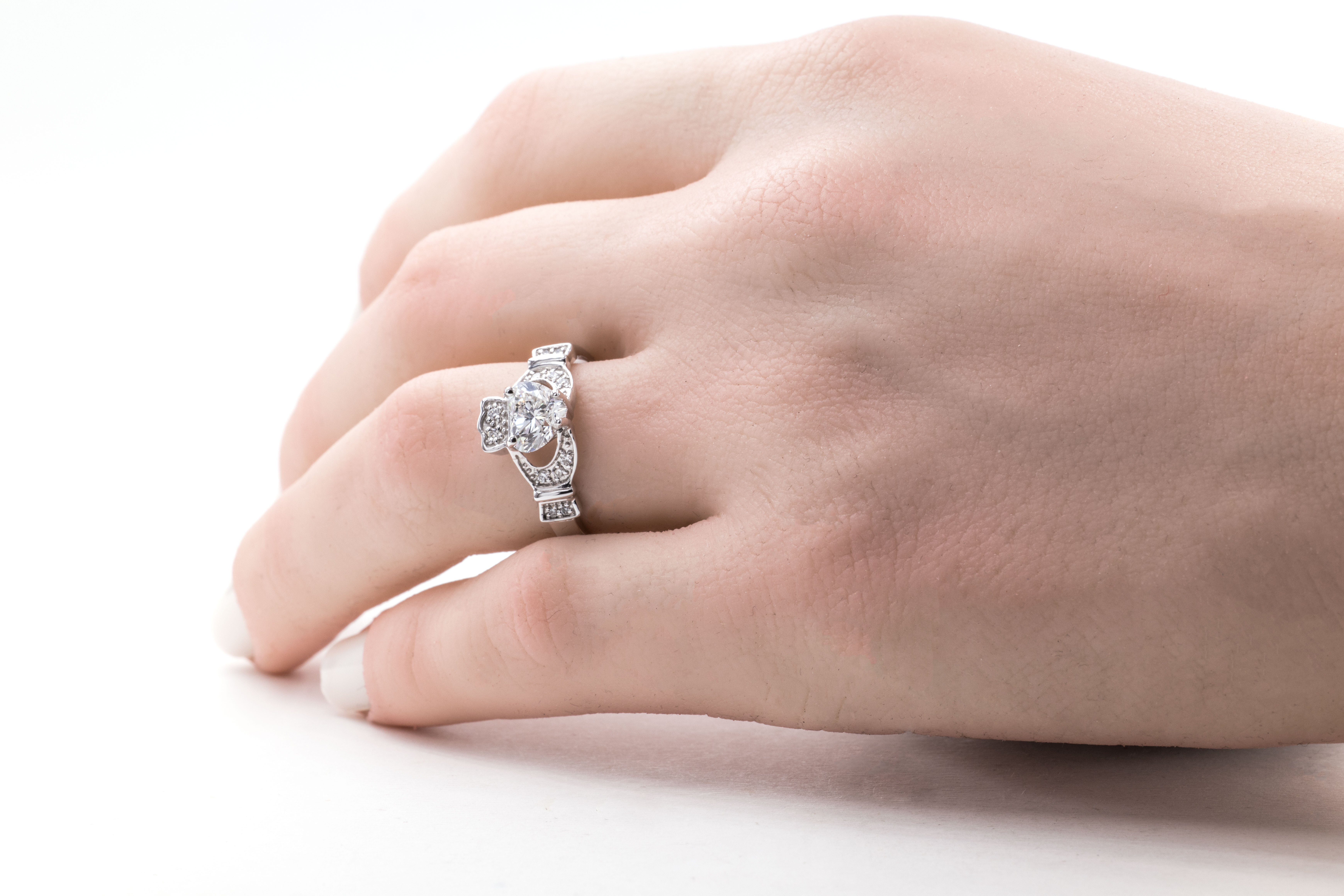 Irish White Gold Claddagh 2.5mm Ring For Women