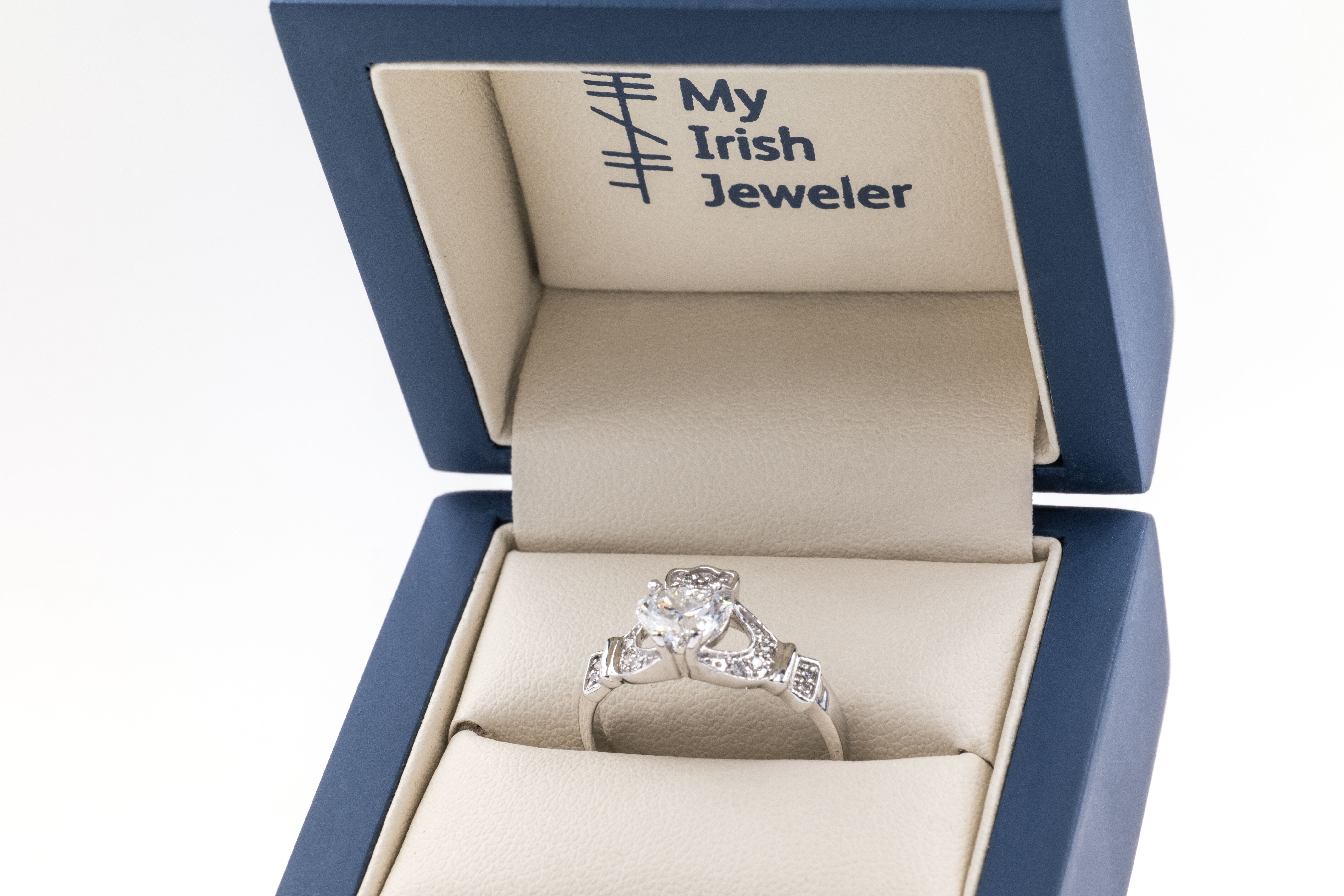 Irish White Gold Claddagh Engagement Ring For Women