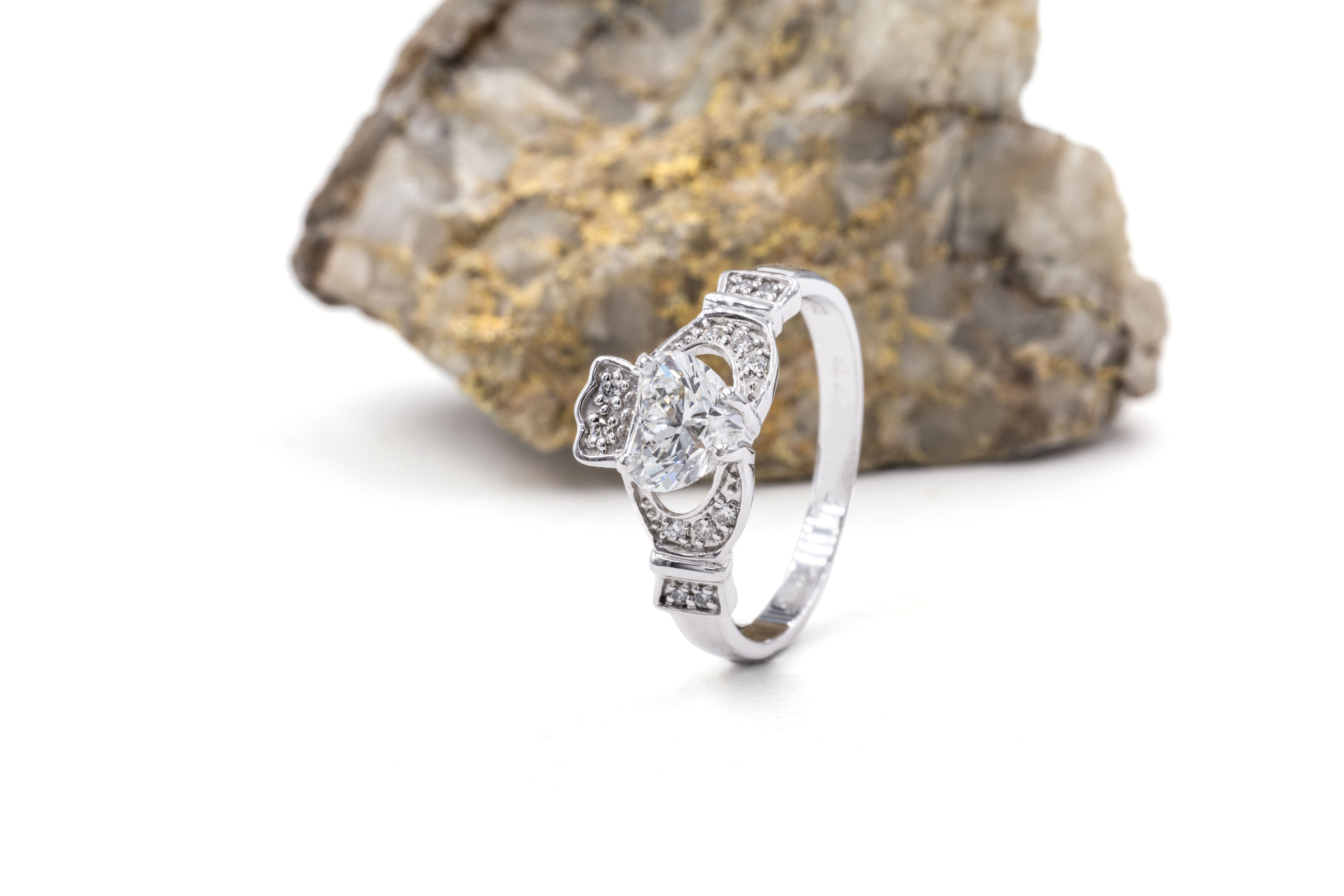 Womens Claddagh 1.00ct Lab Grown Diamond Ring in 14K White Gold