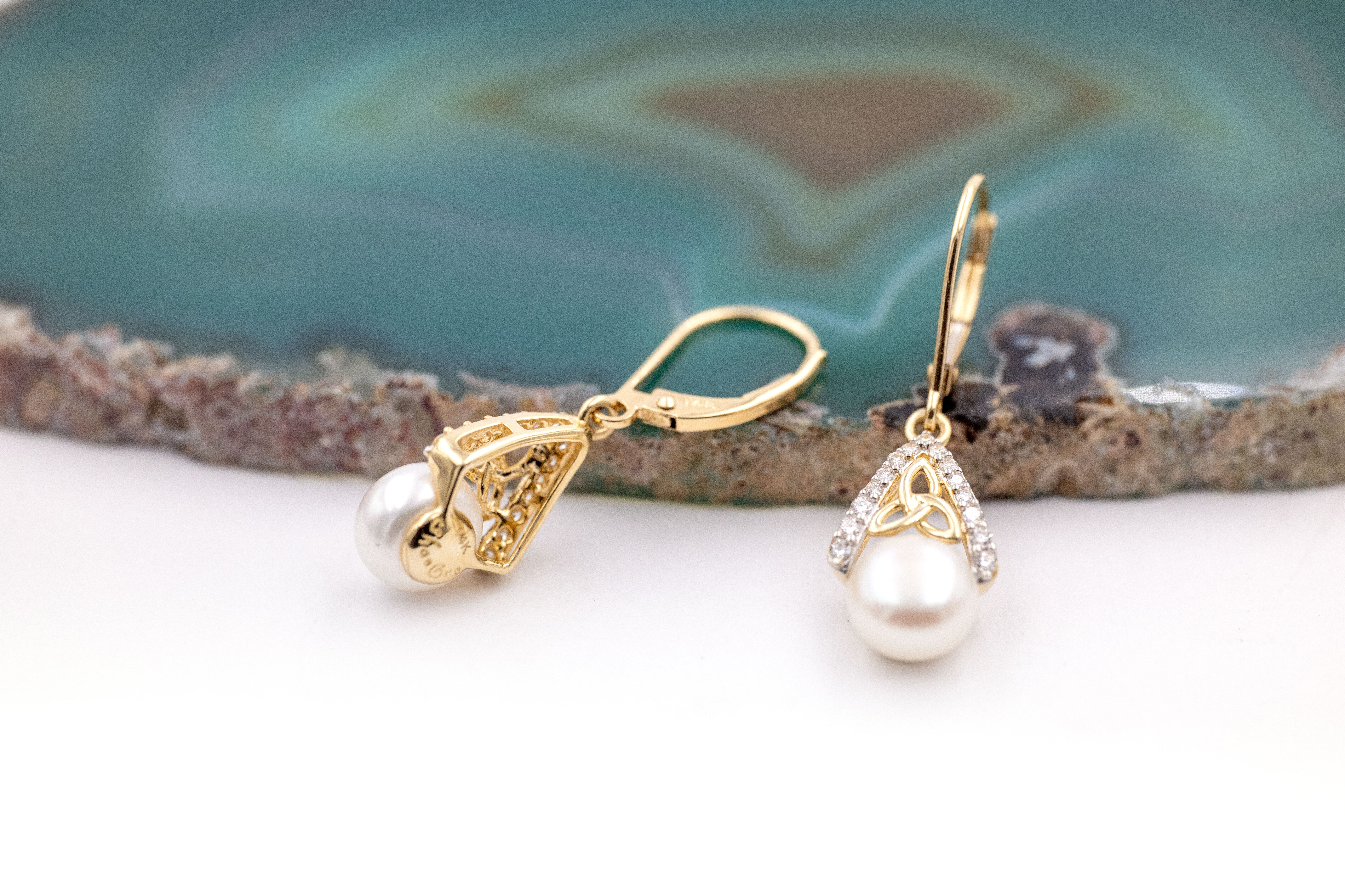 Irish 14K Yellow Gold Trinity Knot Earrings With a Polished Finish For Women