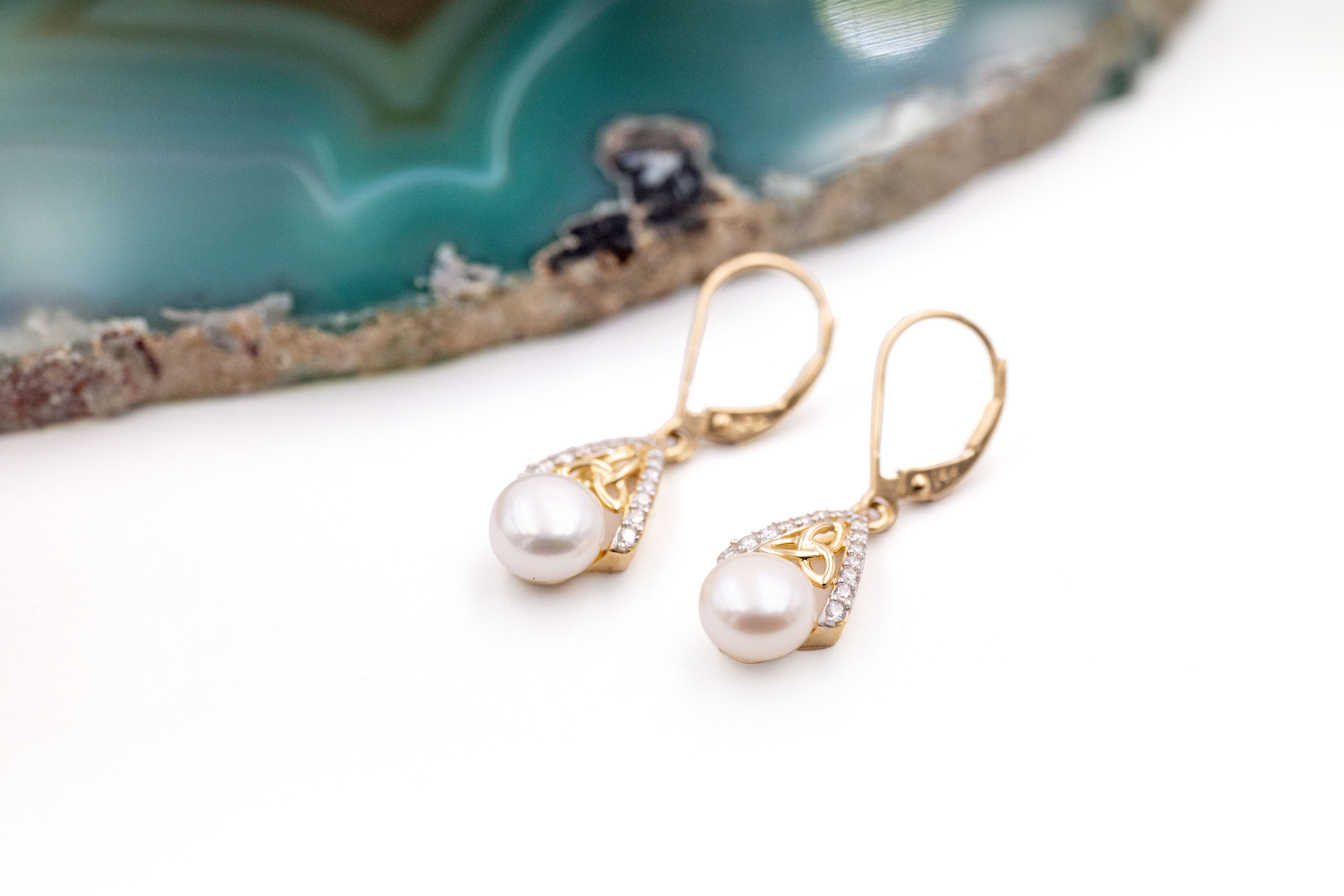 Authentic 14K Yellow Gold Trinity Knot Earrings For Women With a Polished Finish