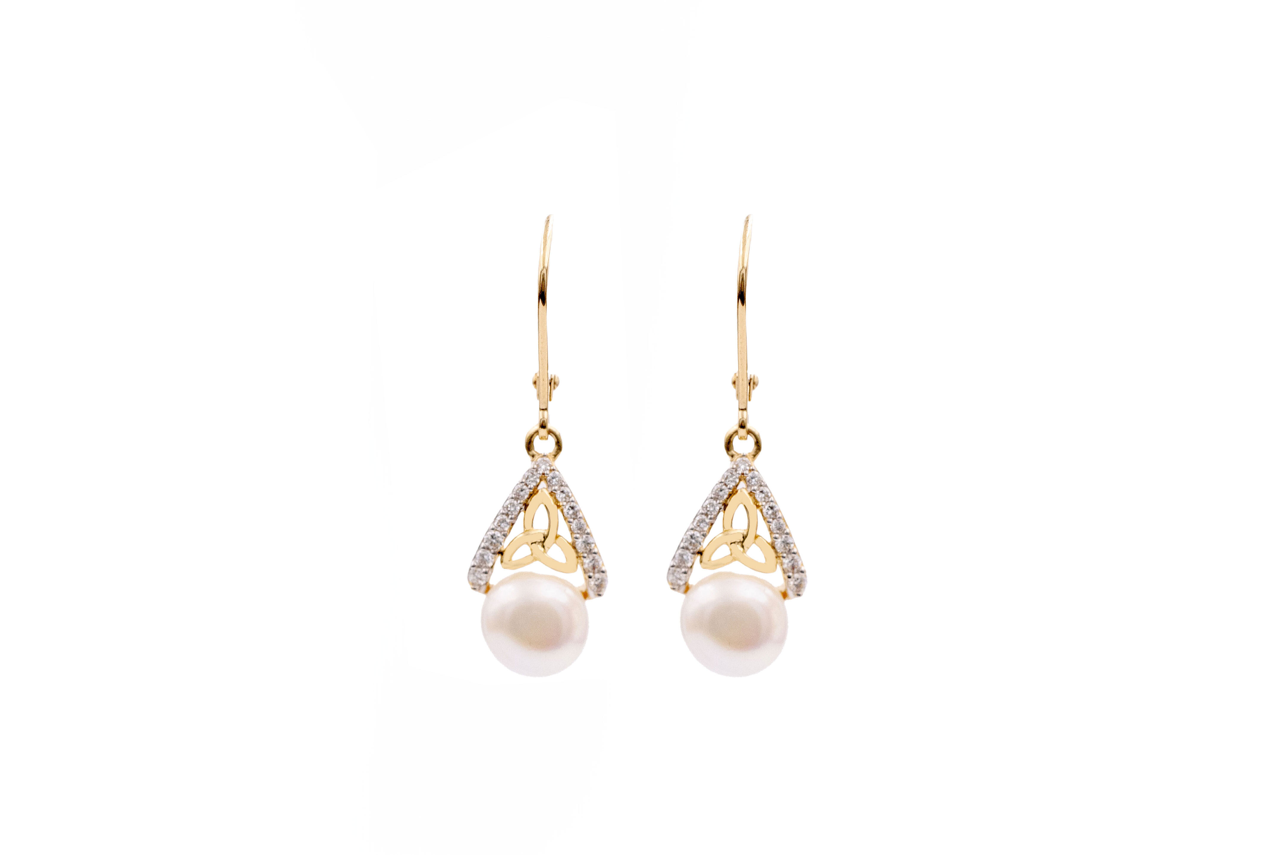 Womens Polished Trinity Knot Earrings in Real Yellow Gold
