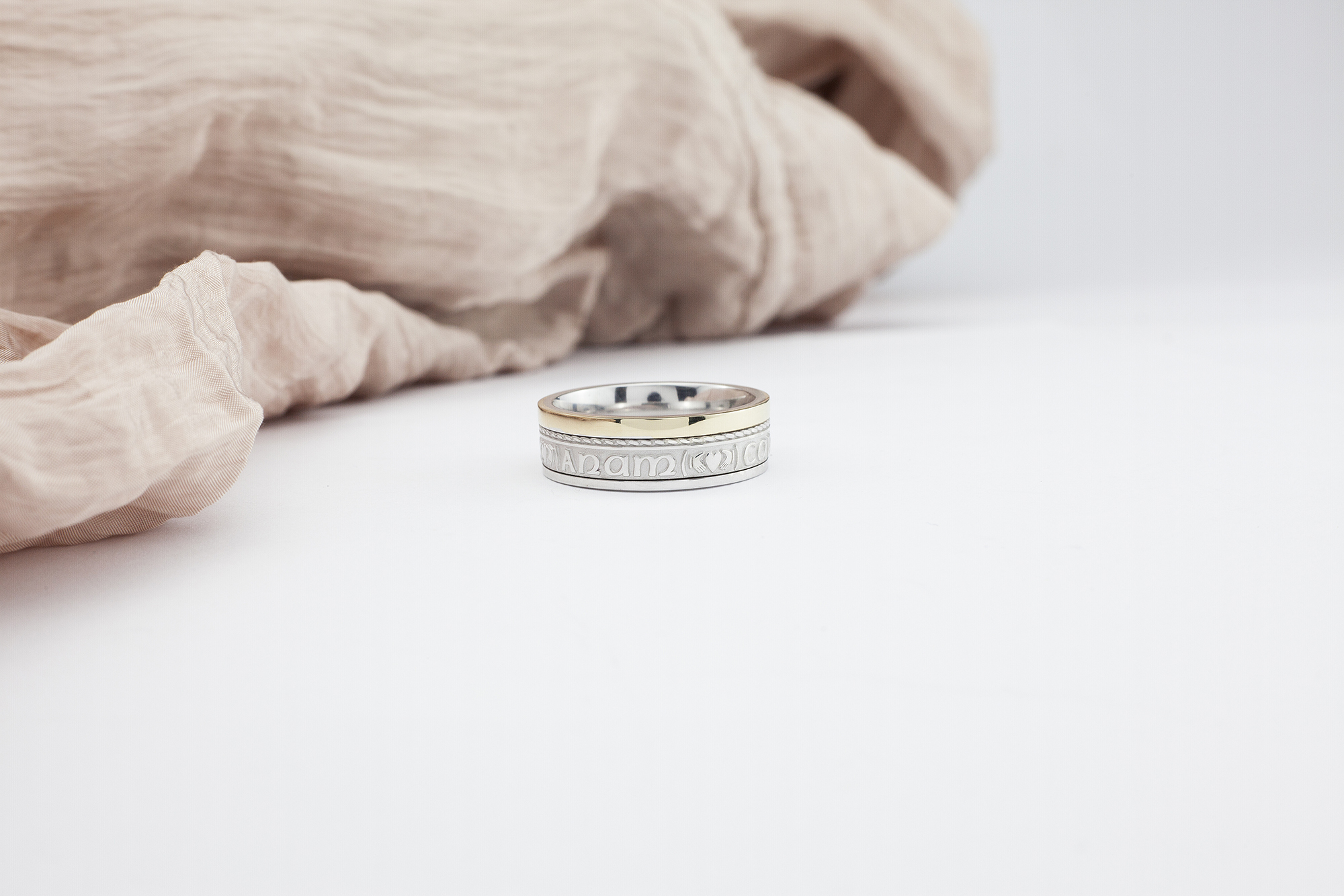 Striking Sterling Silver & 10K Yellow Gold Mo Anam Cara Wedding Ring
