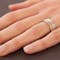 Attractive 14K White Gold & Yellow Gold Ogham Wedding Ring - Model Photo