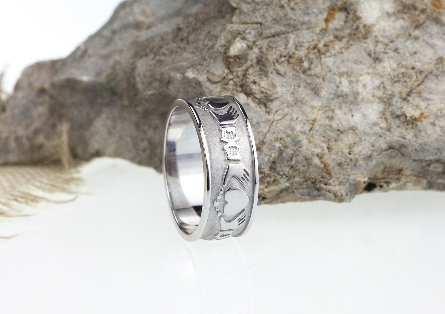 Wide Claddagh Wedding Band From Ireland My Irish Jeweler   24821 Wide Claddagh Wedding Band 2 