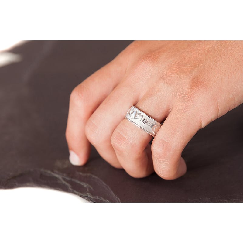 Luxurious 14K White Gold Claddagh 9.3mm Ring For Men - Model Photo