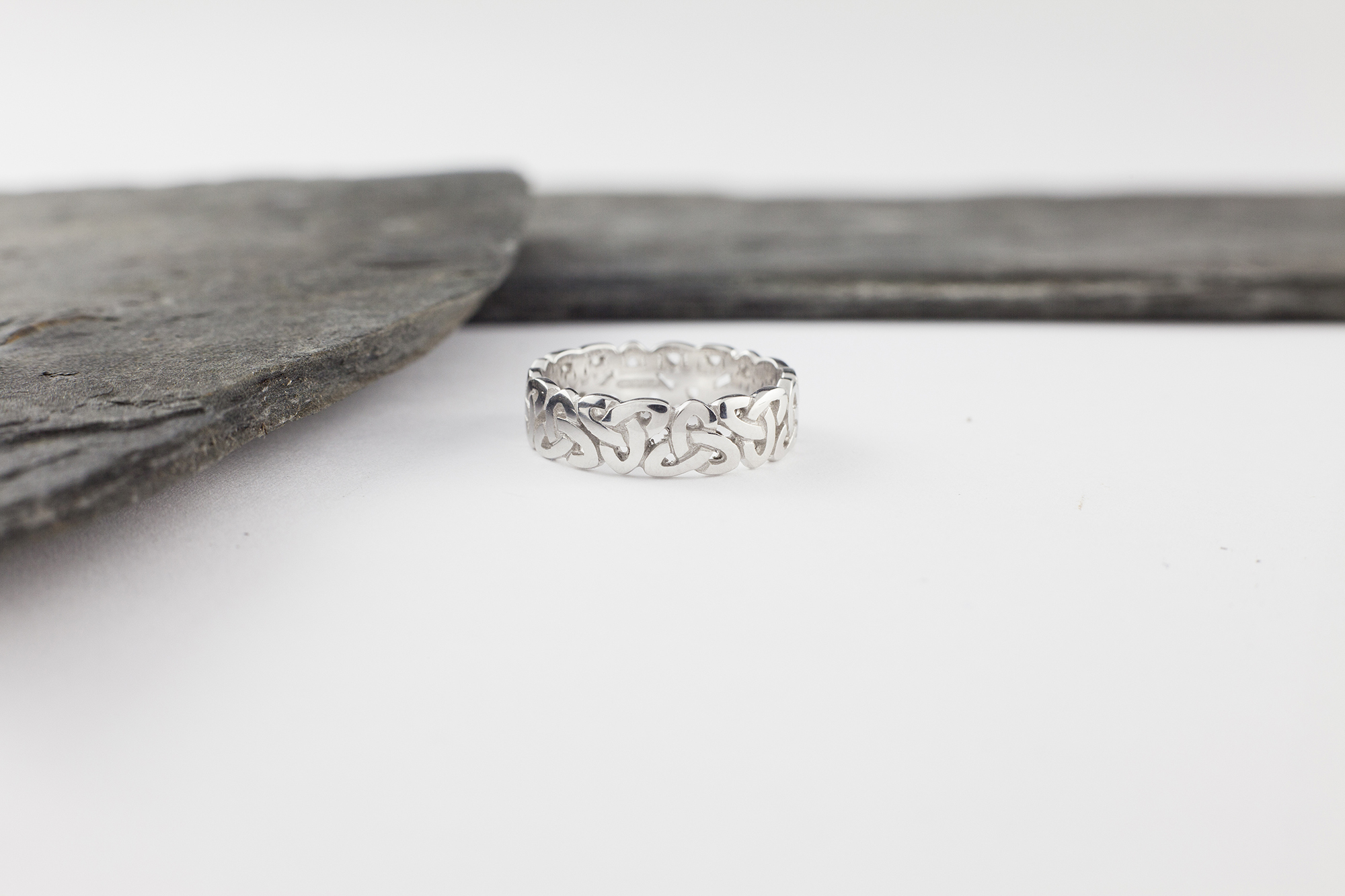 Authentic White Gold Trinity Knot & Celtic Knot Wedding Ring For Women