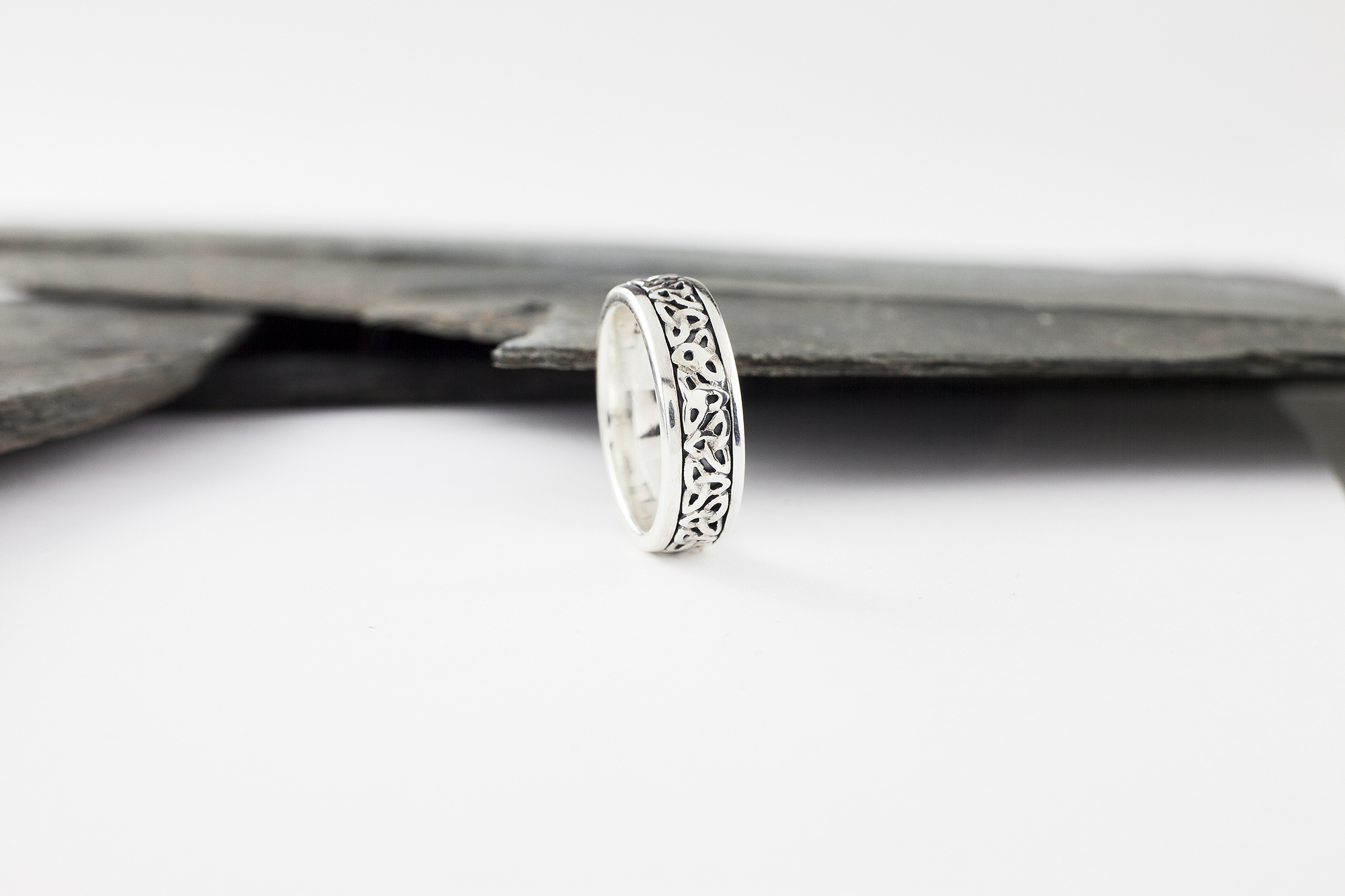 Striking Oxidized Sterling Silver Celtic Knot 8.0mm Ring